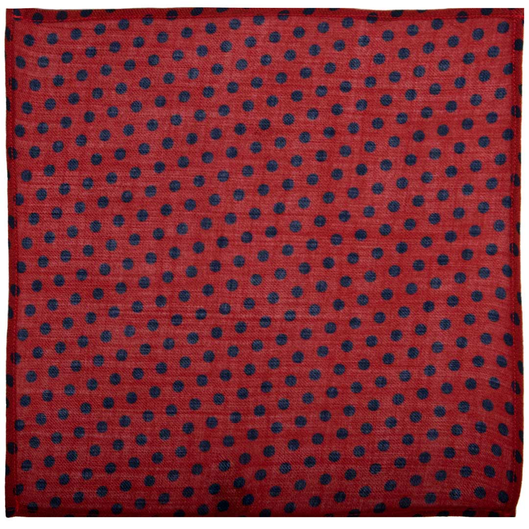 Fazzoletto da Taschino di Lana Rosso a Pois Blu Made in Italy Graffeo Cravatte
