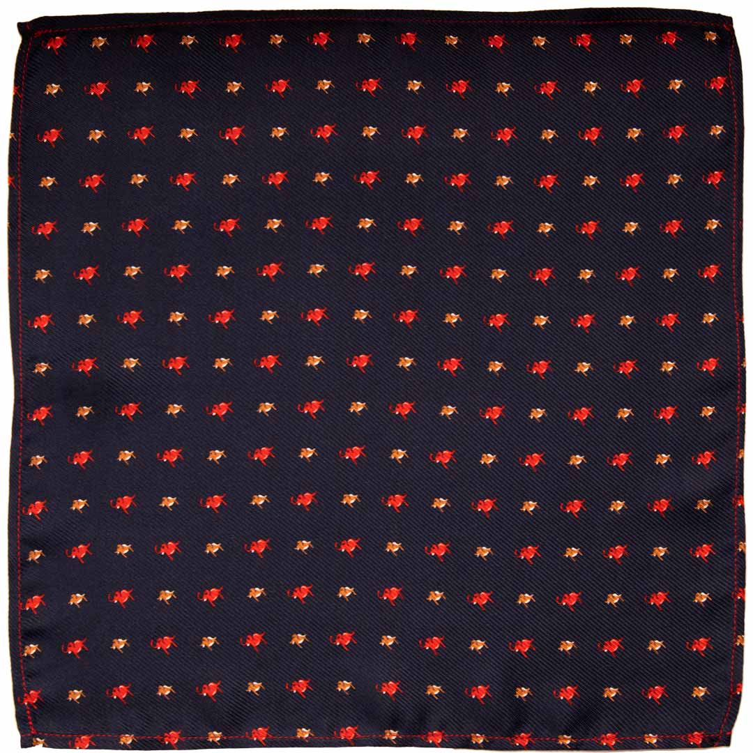 Fazzoletto da Taschino di Seta Blu con Animali Made in Italy Graffeo Cravatte