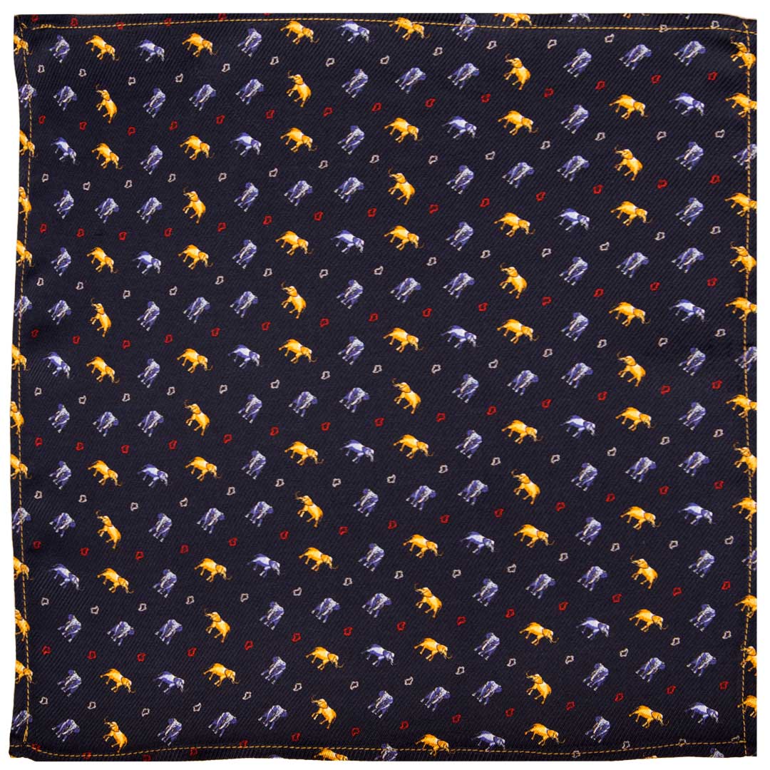 Fazzoletto da Taschino di Seta Blu con Animali Made in italy Graffeo Cravatte