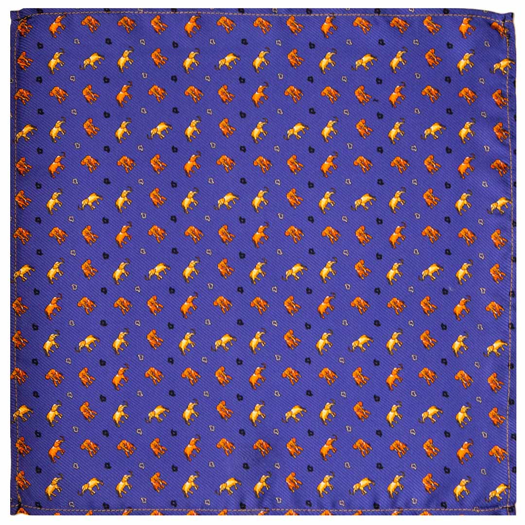 Fazzoletto da Taschino di Seta Color Lavanda con Animali Made in italy Graffeo Cravatte