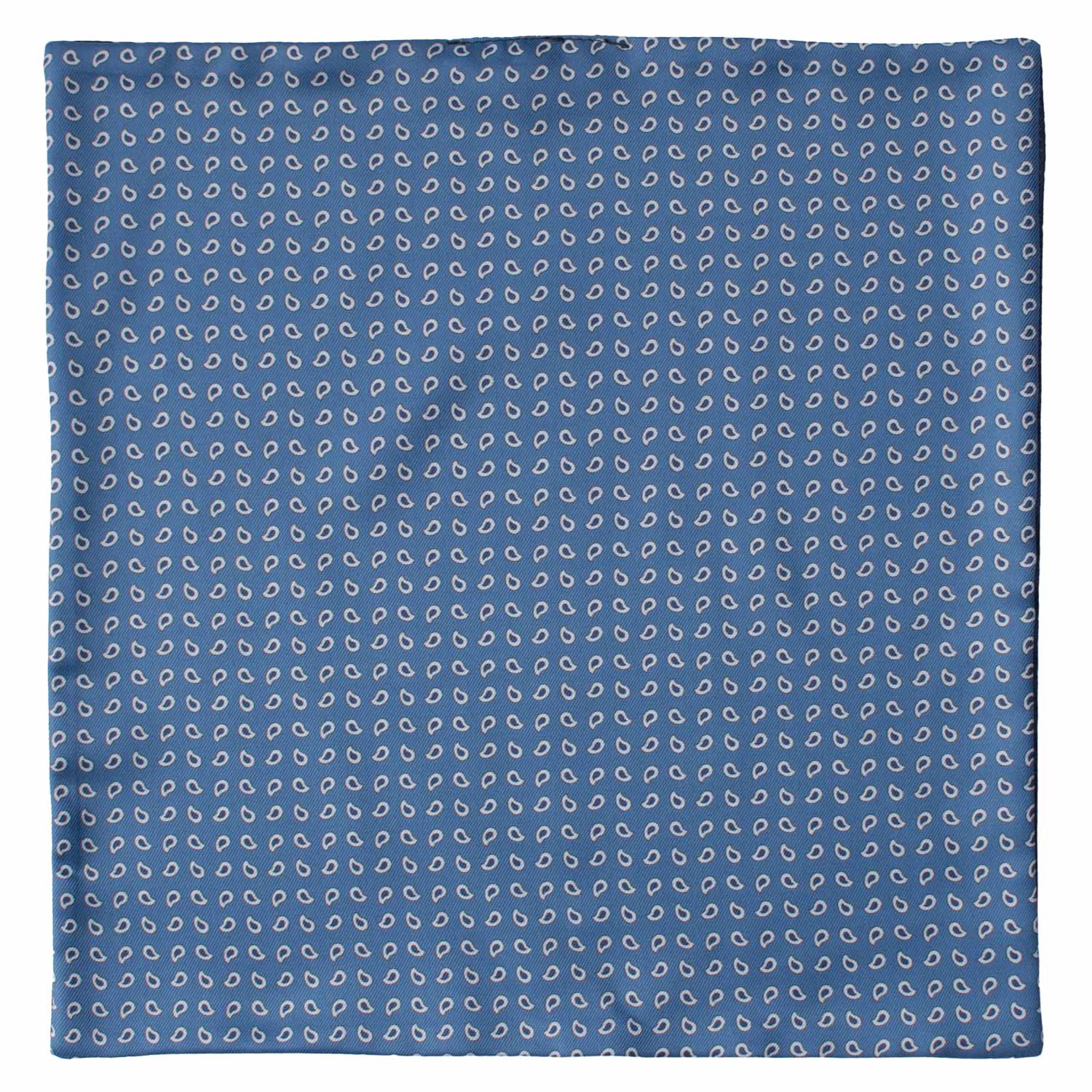 Fazzoletto da Taschino di Seta Double Face Avio Blu Paisley Multicolor POC608 Graffeo Cravatte Made in Italy Intera