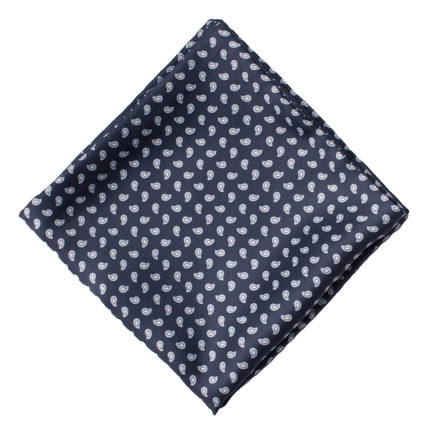 Fazzoletto da Taschino di Seta Double-Face Blu Fantasia Celeste Bianca POC613 Graffeo Cravatte Made in Italy Rombo