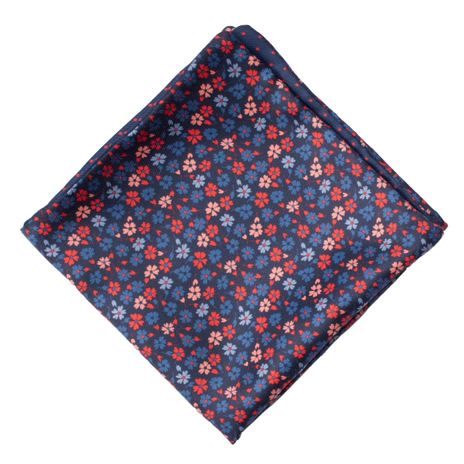 Fazzoletto da Taschino di Seta Double-Face Blu Fantasia Multicolor POC618 Graffeo Cravatte Made in Italy Rombo