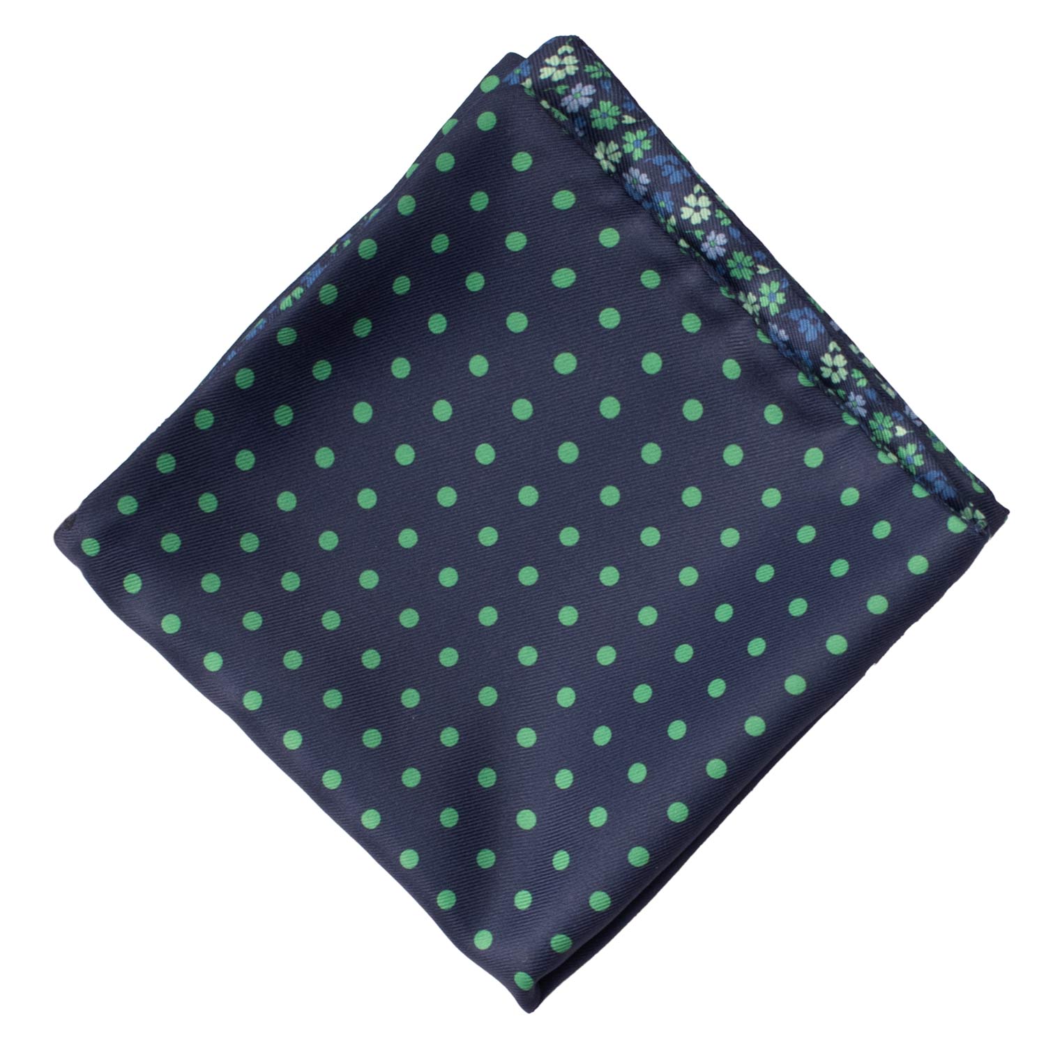 Fazzoletto da Taschino di Seta Double-Face Blu Fantasia Multicolor POC656 Graffeo Cravatte Made in Italy Rombo