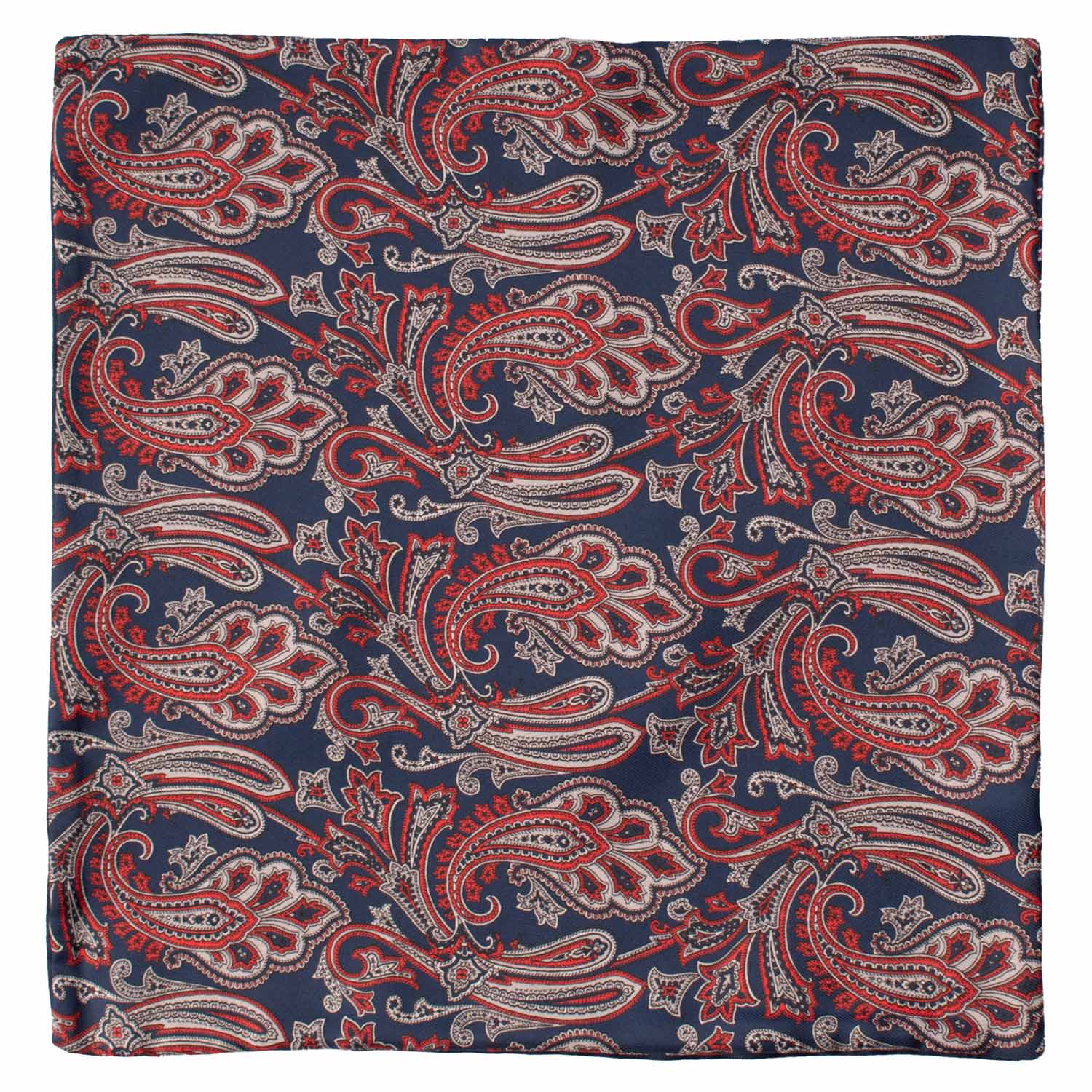 Fazzoletto da Taschino di Seta Double-Face Blu Fantasia Rossa Grigia Bianca POC649 Graffeo Cravatte Made in Italy Intera