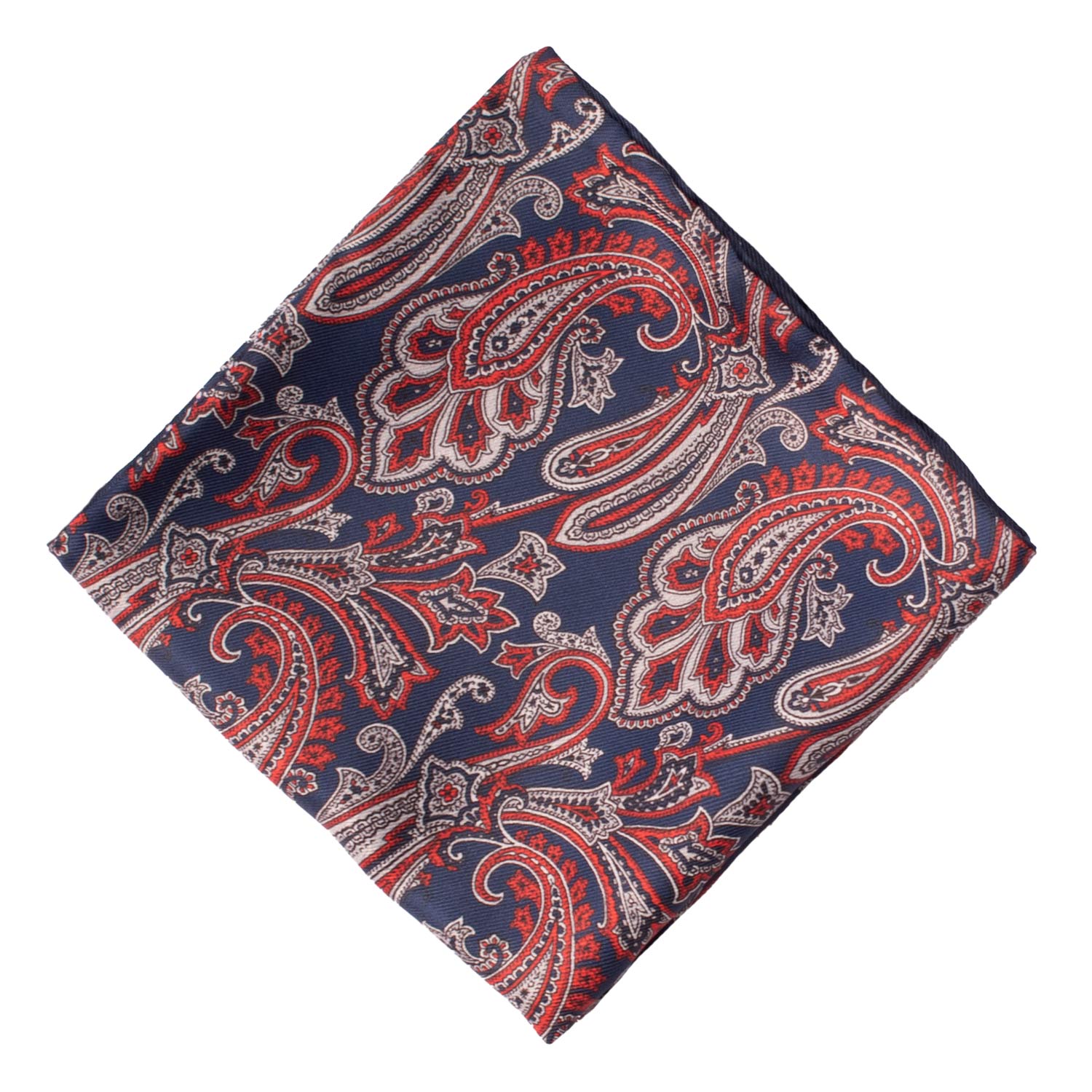 Fazzoletto da Taschino di Seta Double-Face Blu Fantasia Rossa Grigia Bianca POC649 Graffeo Cravatte Made in Italy Rombo