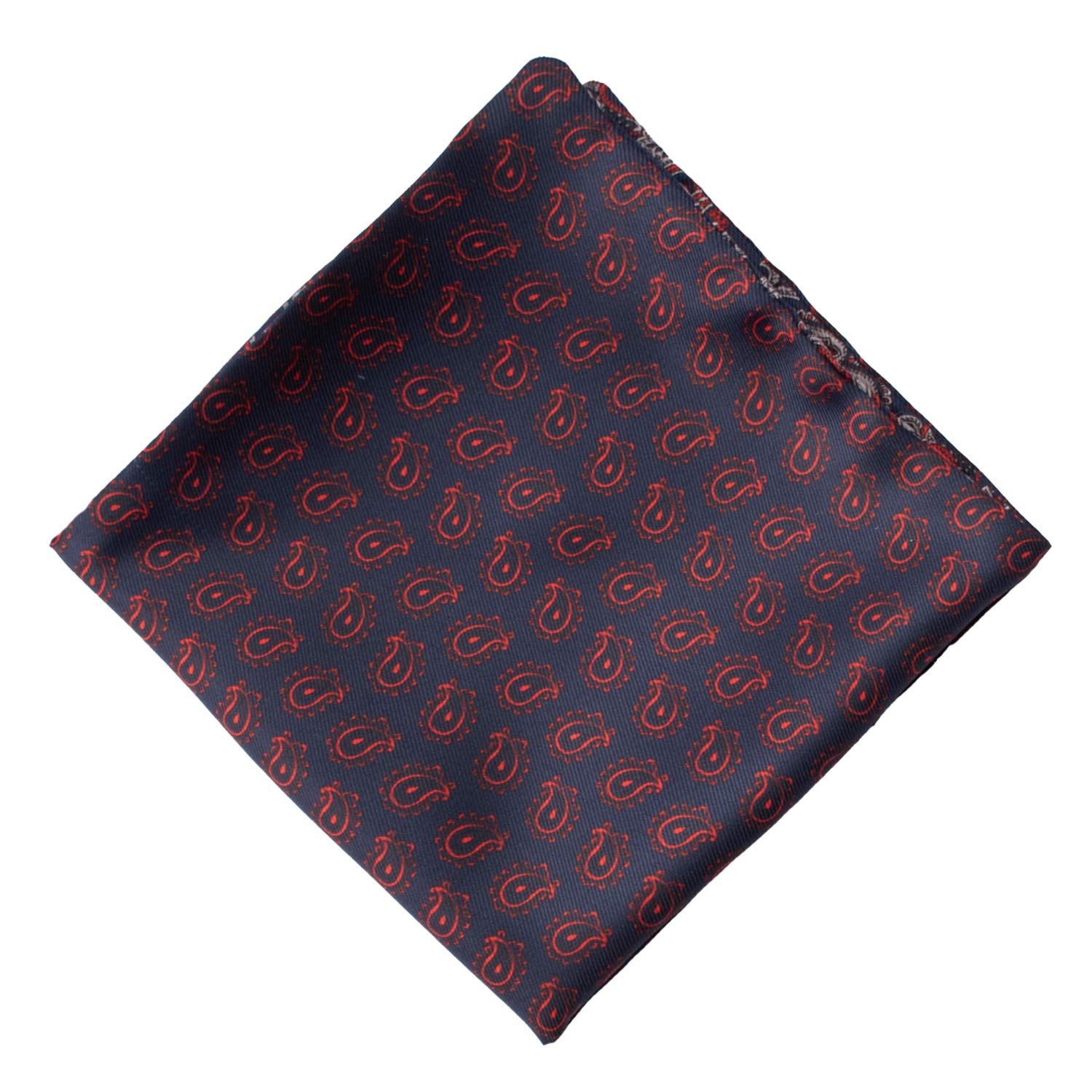 Fazzoletto da Taschino di Seta Double Face Blu Fantasia Rossa Grigia POC621 Graffeo Cravatte Made in Italy Rombo