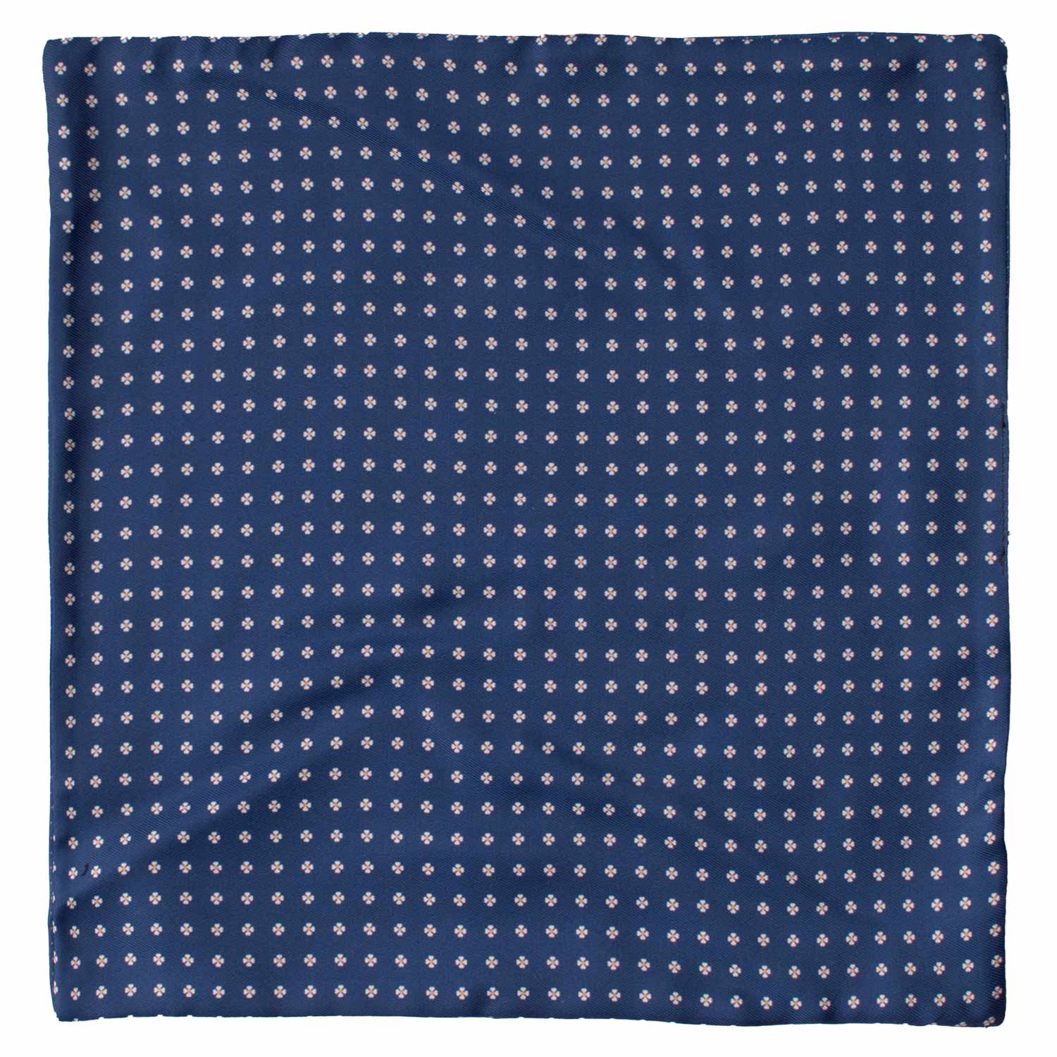 Fazzoletto da Taschino di Seta Double Face Blu Navy Fantasia Bianca Beige POC623 Graffeo Cravatte Made in Italy Intera