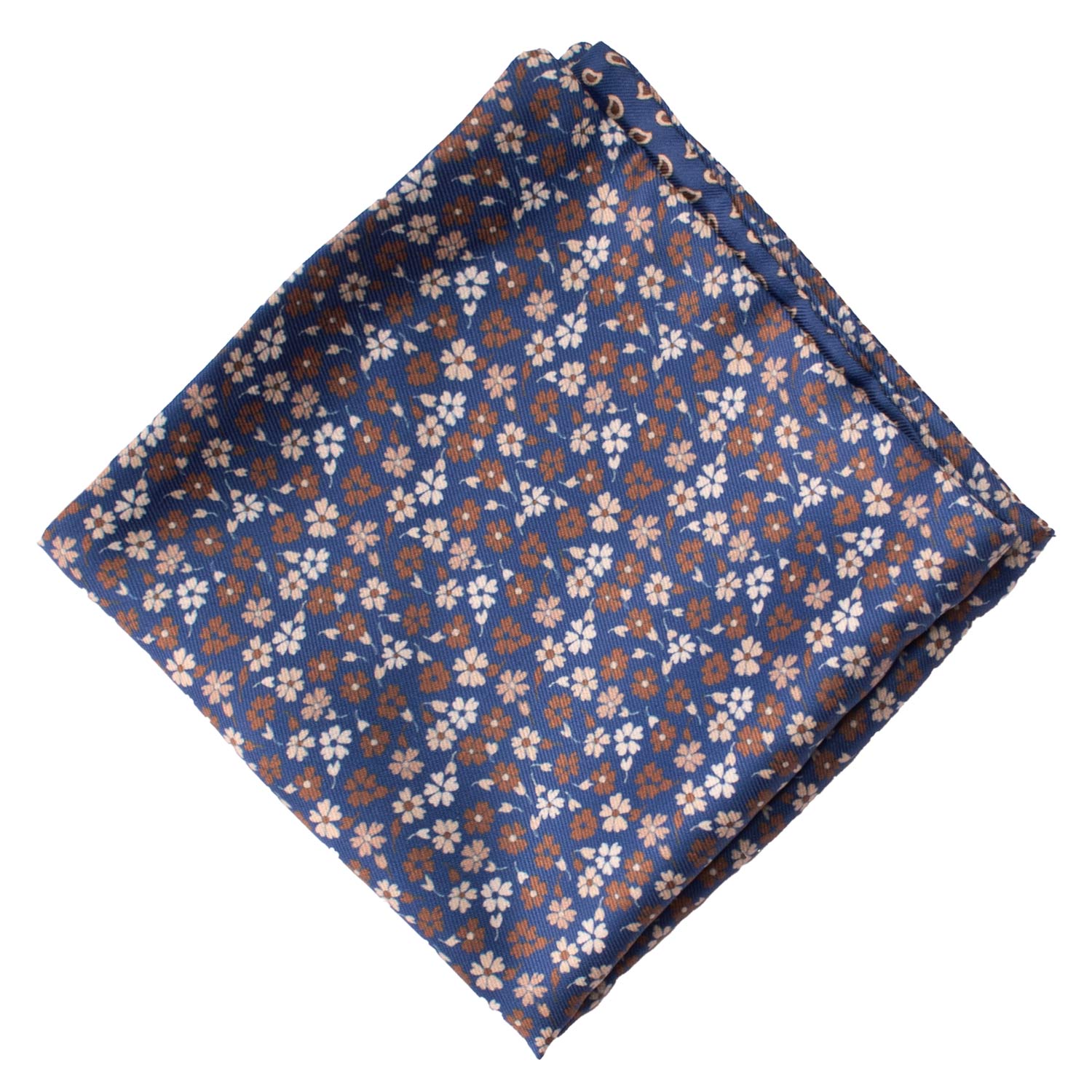 Fazzoletto da Taschino di Seta Double-Face Blu Navy Fantasia Multicolor POC650 Graffeo Cravatte Made in Italy Rombo