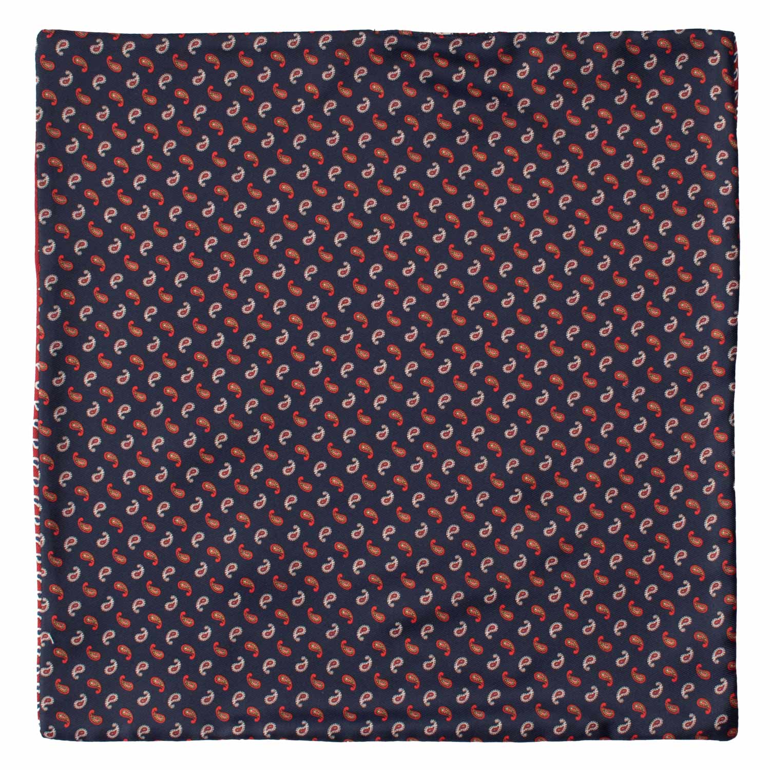 Fazzoletto da Taschino di Seta Double-Face Blu Rosso Bordeaux Paisley Multicolor POC615 Graffeo Cravatte Made in Italy Intera