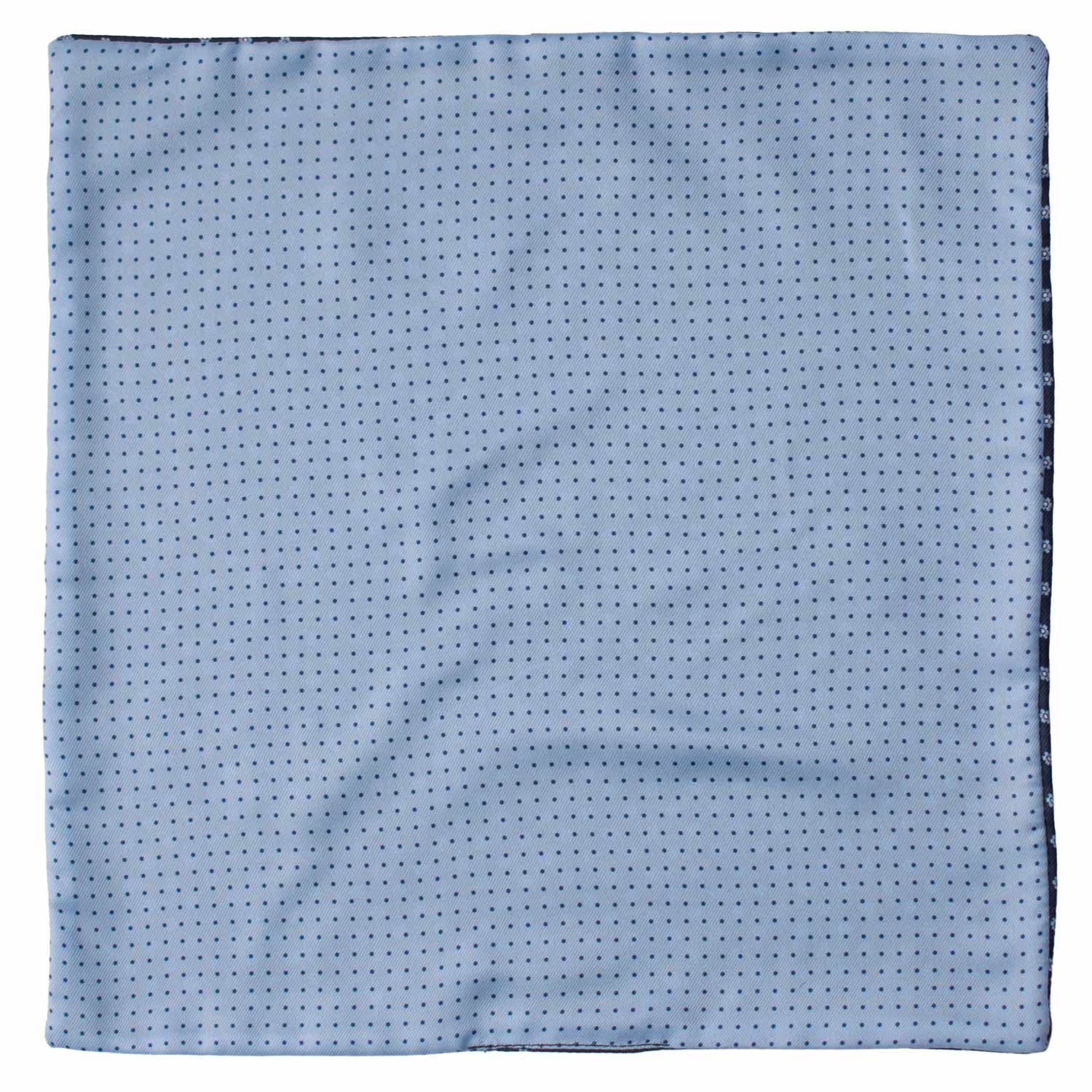 Fazzoletto da Taschino di Seta Double-Face Celeste Blu Fantasia Multicolor POC630 Graffeo Cravatte Made in Italy Intera