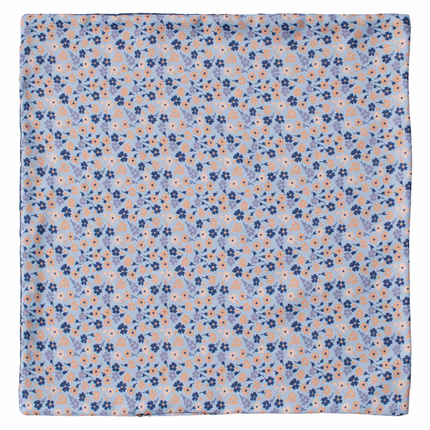 Fazzoletto da Taschino di Seta Double-Face Celeste Blu Navy Fantasia Multicolor POC626 Graffeo Cravatte Made in Italy Intera