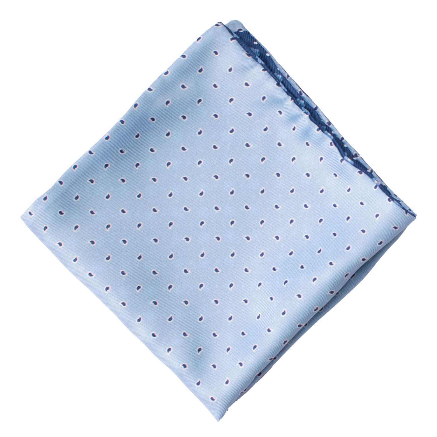 Fazzoletto da Taschino di Seta Double-Face Celeste Blu Navy Fantasia Multicolor POC627 Graffeo Cravatte Made in Italy Rombo