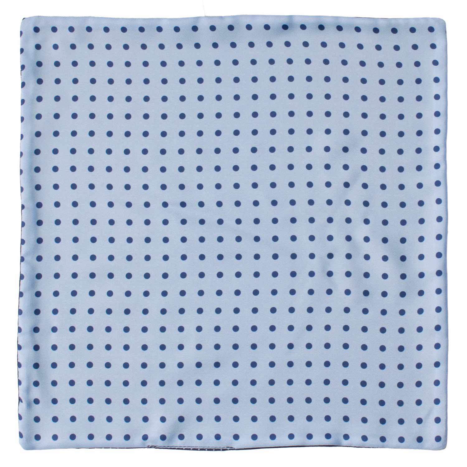 Fazzoletto da Taschino di Seta Double-Face Celeste Blu a Pois Blu Celeste POC628 Graffeo Cravatte Made in Italy Intera