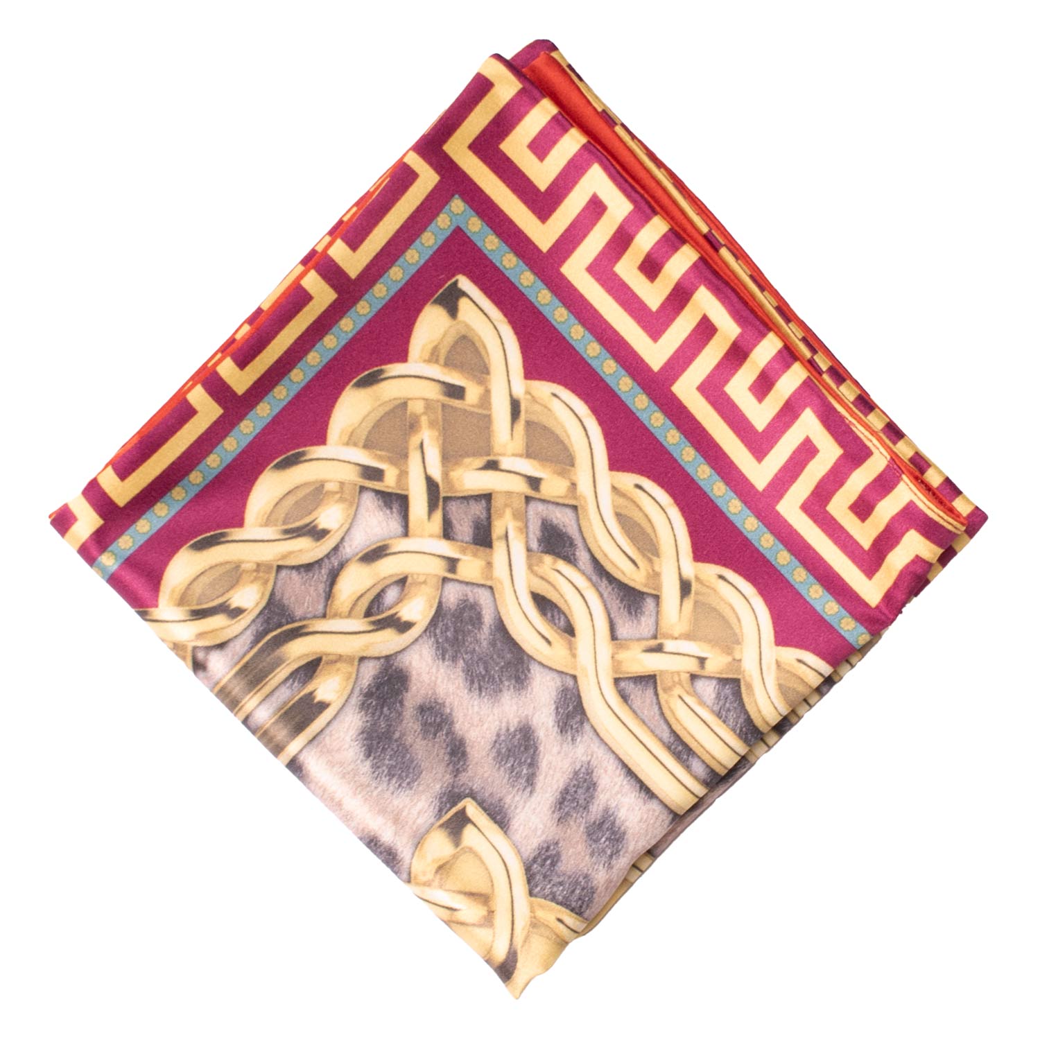 Fazzoletto da Taschino di Seta Double-Face Fucsia Rosso Arancio Fantasia Multicolor POC659 Graffeo Cravatte Made in Italy Rombo