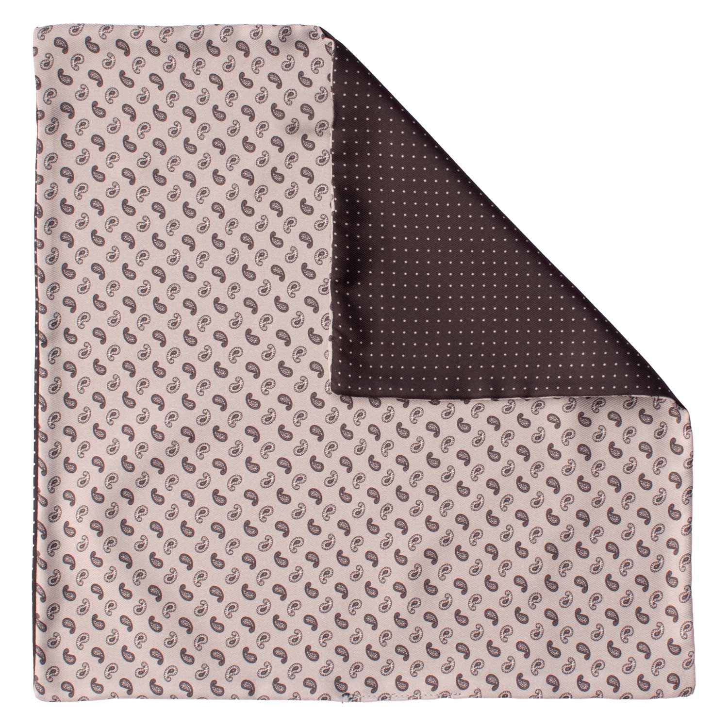 Fazzoletto da Taschino di Seta Double-Face Grigio Nero Fantasia Nera Bianca POC640 Graffeo Cravatte Made in Italy