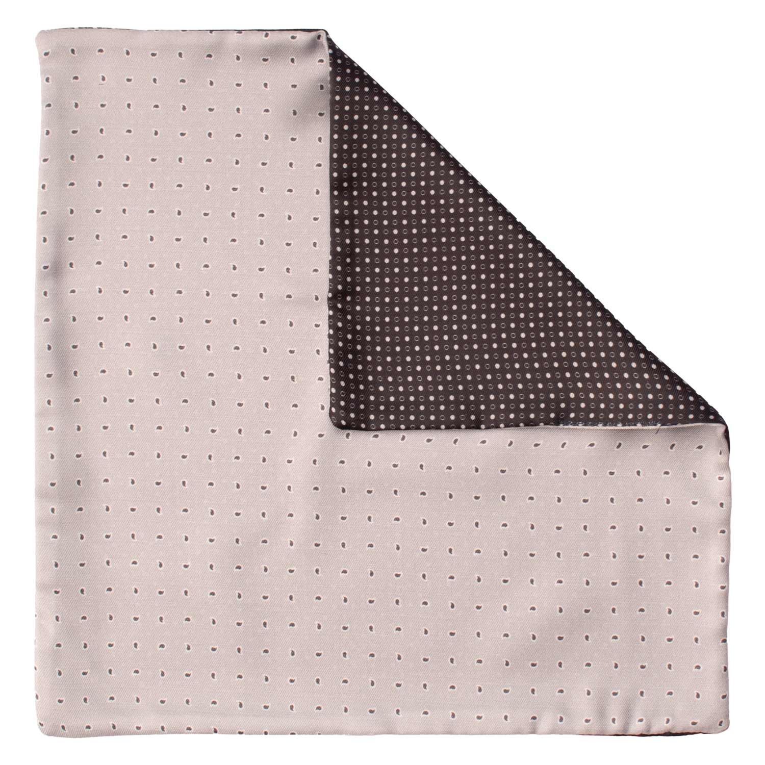 Fazzoletto da Taschino di Seta Double-Face Grigio Nero Fantasia Nera Grigia POC643 Graffeo Cravatte Made in Italy