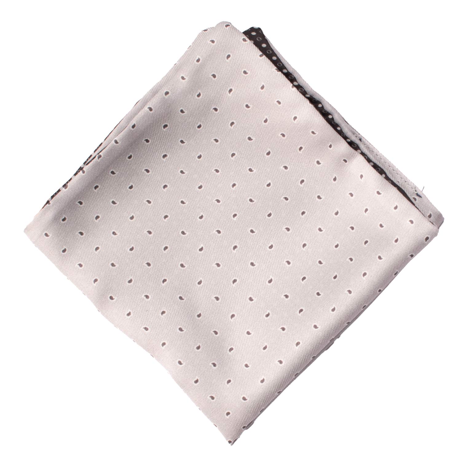 Fazzoletto da Taschino di Seta Double-Face Grigio Nero Fantasia Nera Grigia POC643 Graffeo Cravatte Made in Italy Rombo