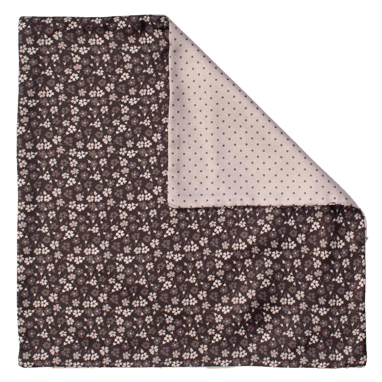 Fazzoletto da Taschino di Seta Double-Face Nero Grigio Fantasia Grigia Nera POC624 Graffeo Cravatte Made in Italy