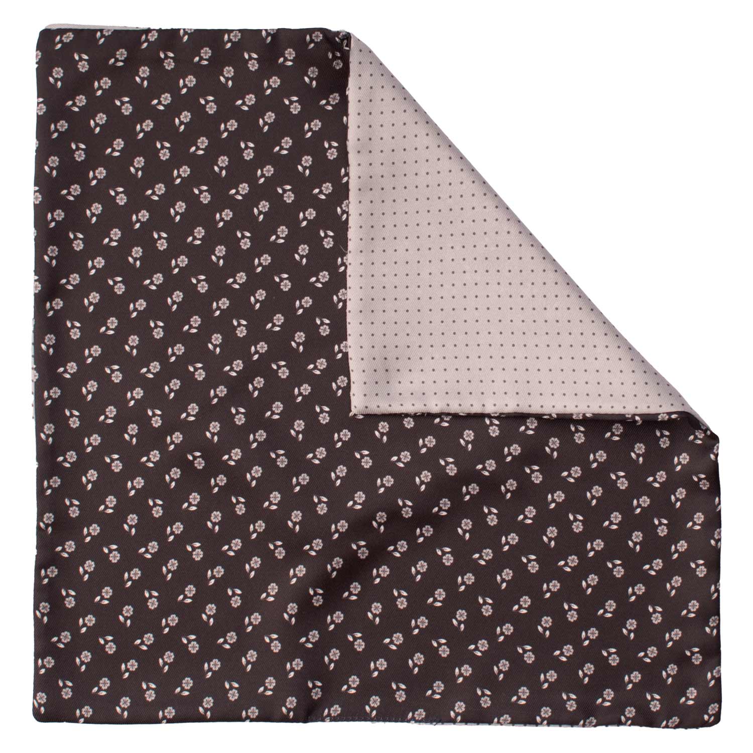 Fazzoletto da Taschino di Seta Double-Face Nero Grigio Fantasia Grigia Nera POC639 Graffeo Cravatte Made in Italy