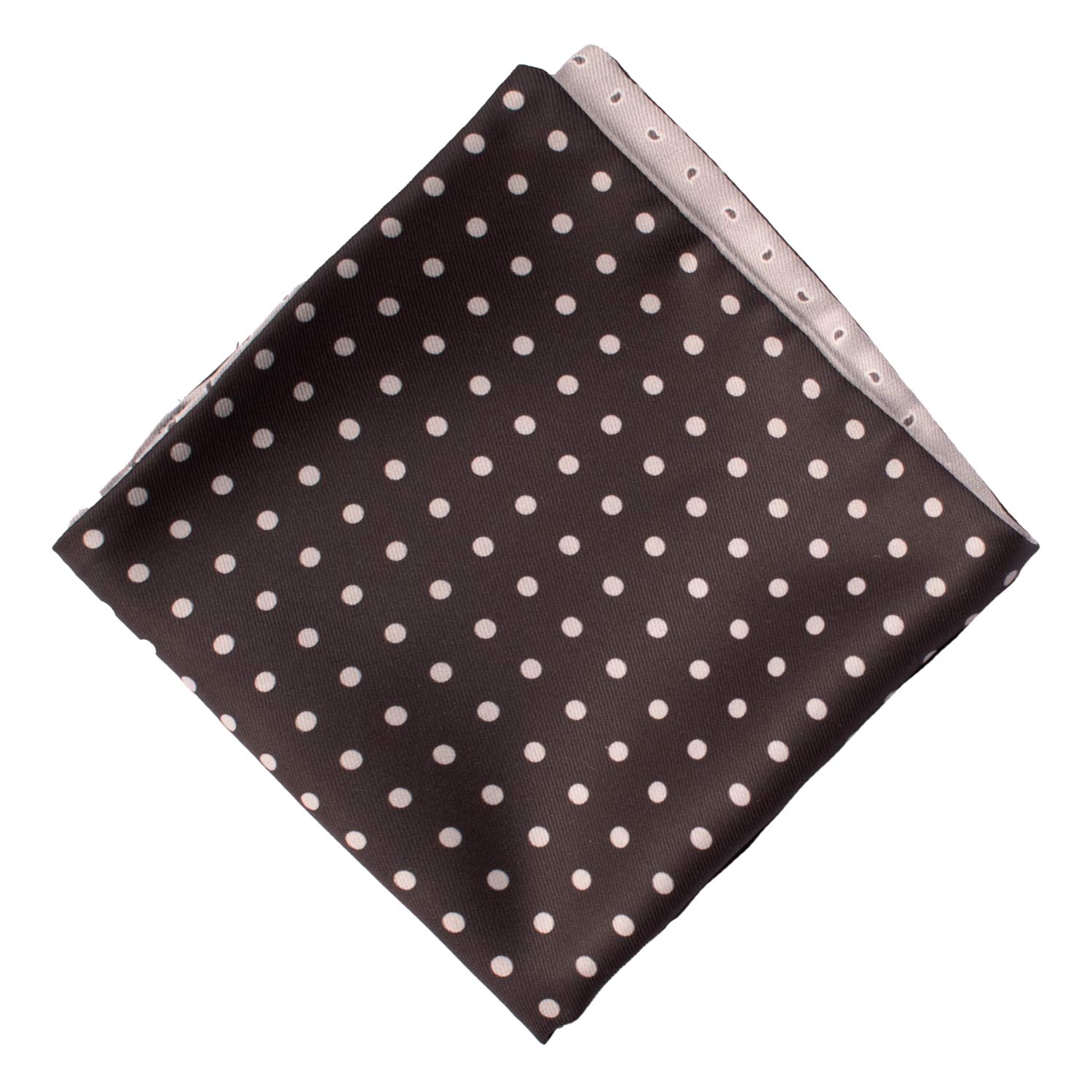 Fazzoletto da Taschino di Seta Double-Face Nero Grigio Fantasia Grigia Nera POC642 Graffeo Cravatte Made in Italy Rombo