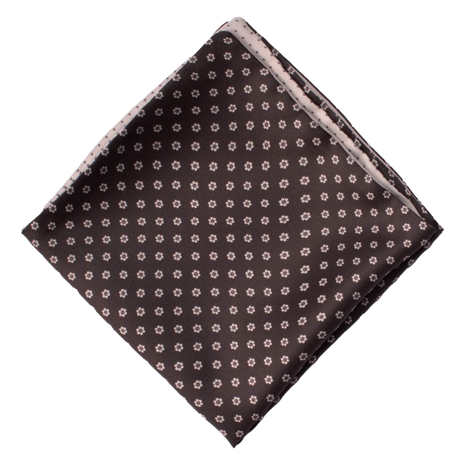 Fazzoletto da Taschino di Seta Double-Face Nero Grigio Fantasia Grigia Nera POC644 Rombo