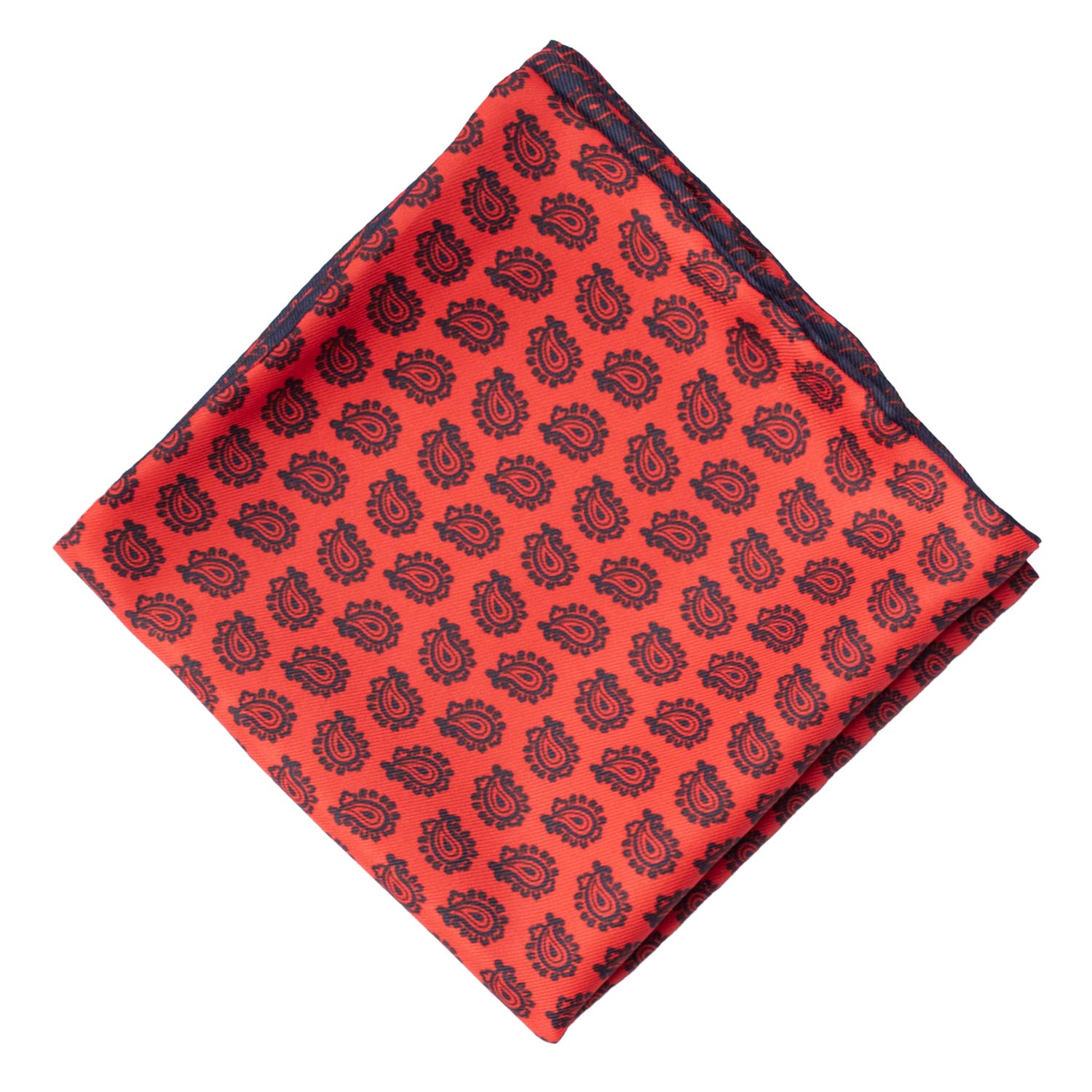 Fazzoletto da Taschino di Seta Double-Face Rosso Blu Paisley Blu Rosso POC616 Graffeo Cravatte Made in Italy Rombo