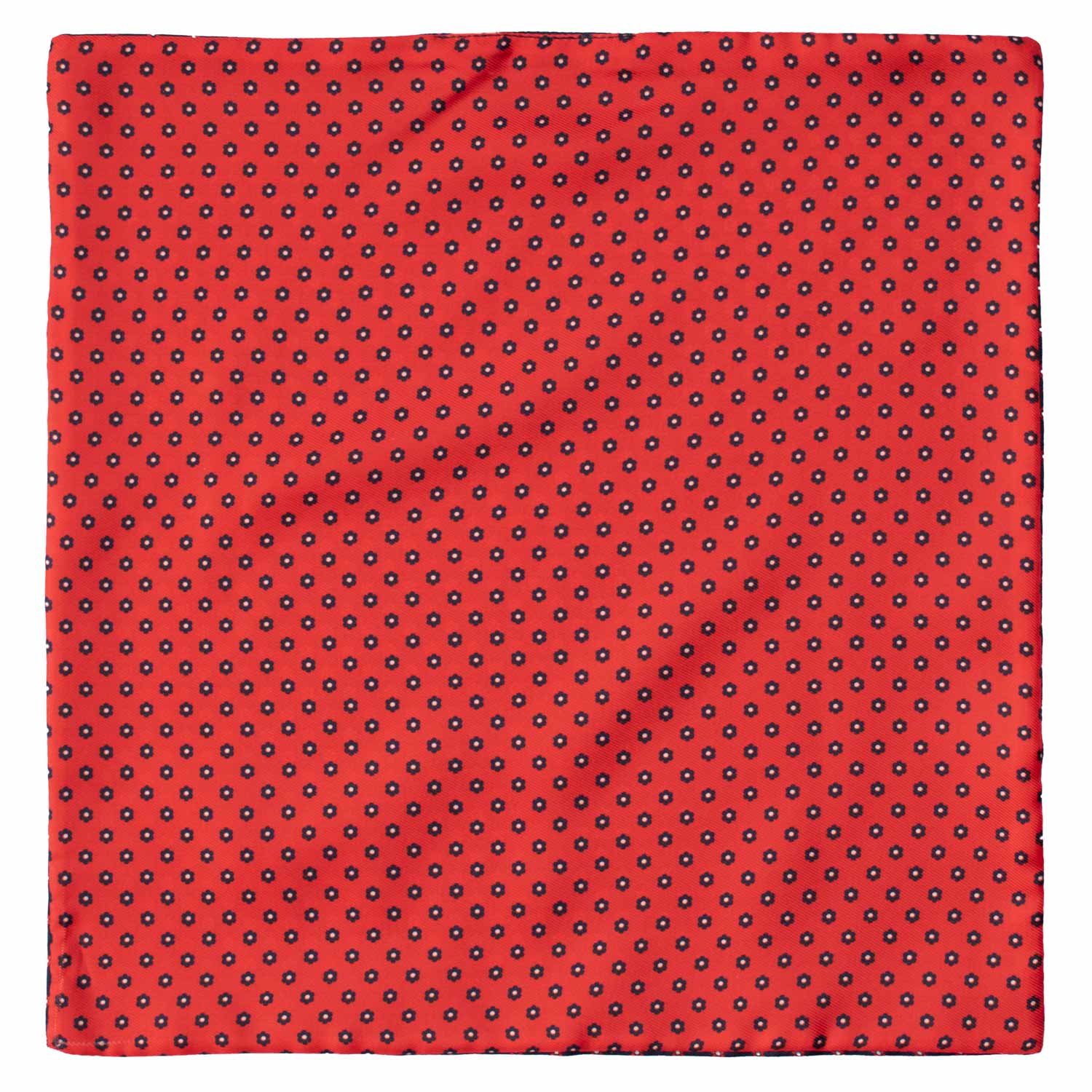 Fazzoletto da Taschino di Seta Double-Face Rosso Blu a Fiori Multicolor POC612 Graffeo Cravatte Made in Italy Intera