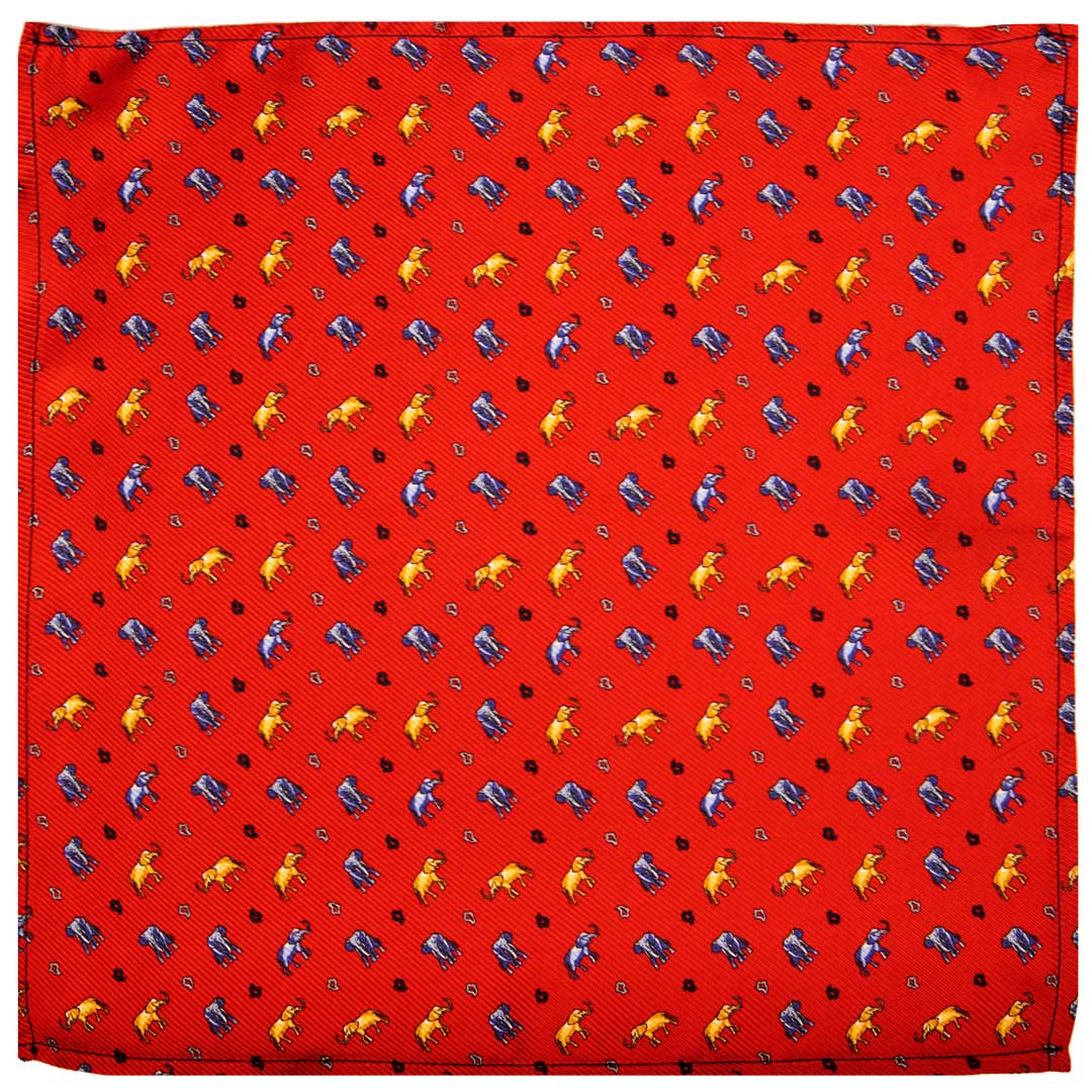Fazzoletto da Taschino di Seta Rossa con Animali Made in italy Graffeo Cravatte