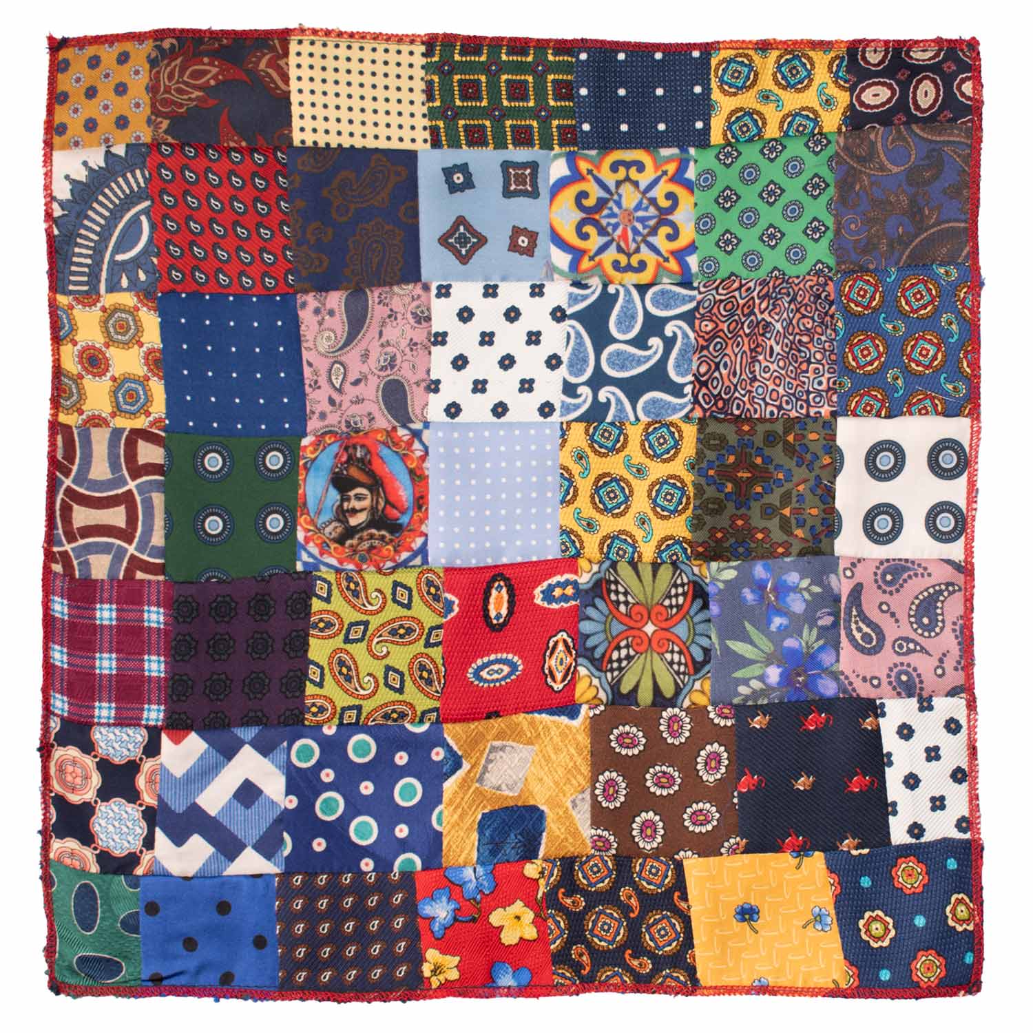 Fazzoletto da Taschino di Seta Vintage Patchwork Fantasia Multicolor POCP116 Made in Italy Graffeo Cravatte