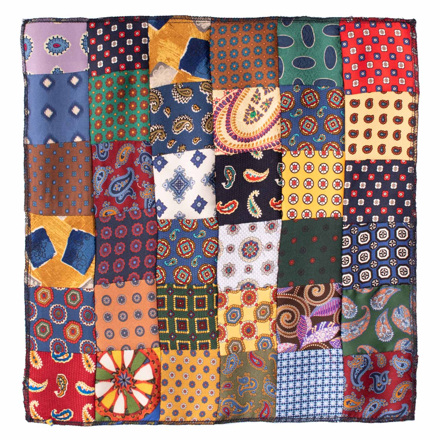 Fazzoletto da Taschino di Seta Vintage Patchwork Fantasia Multicolor POCP25 Made in Italy Graffeo Cravatte