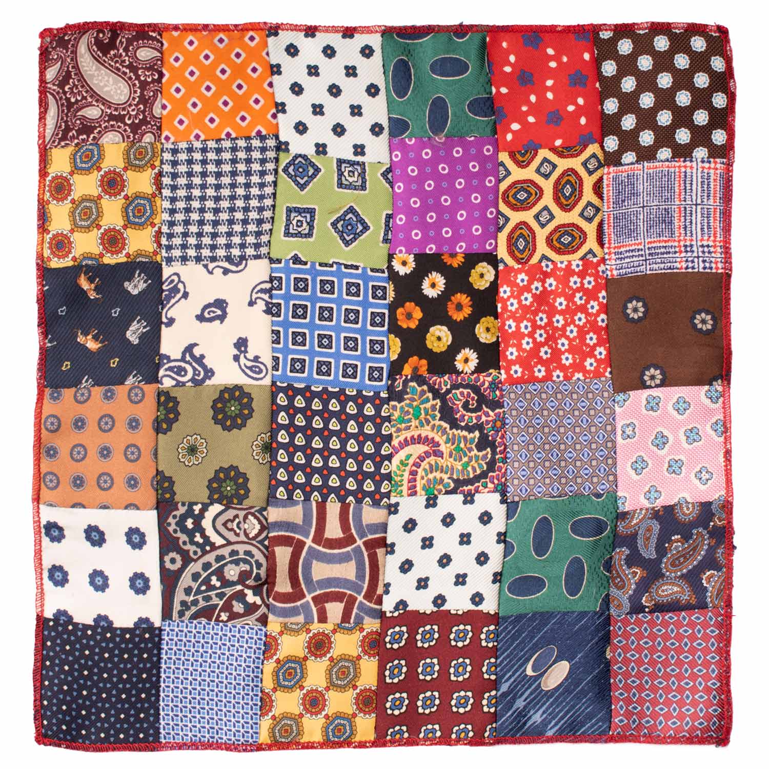 Fazzoletto da Taschino di Seta Vintage Patchwork Fantasia Multicolor POCP35 Made in Italy Graffeo Cravatte