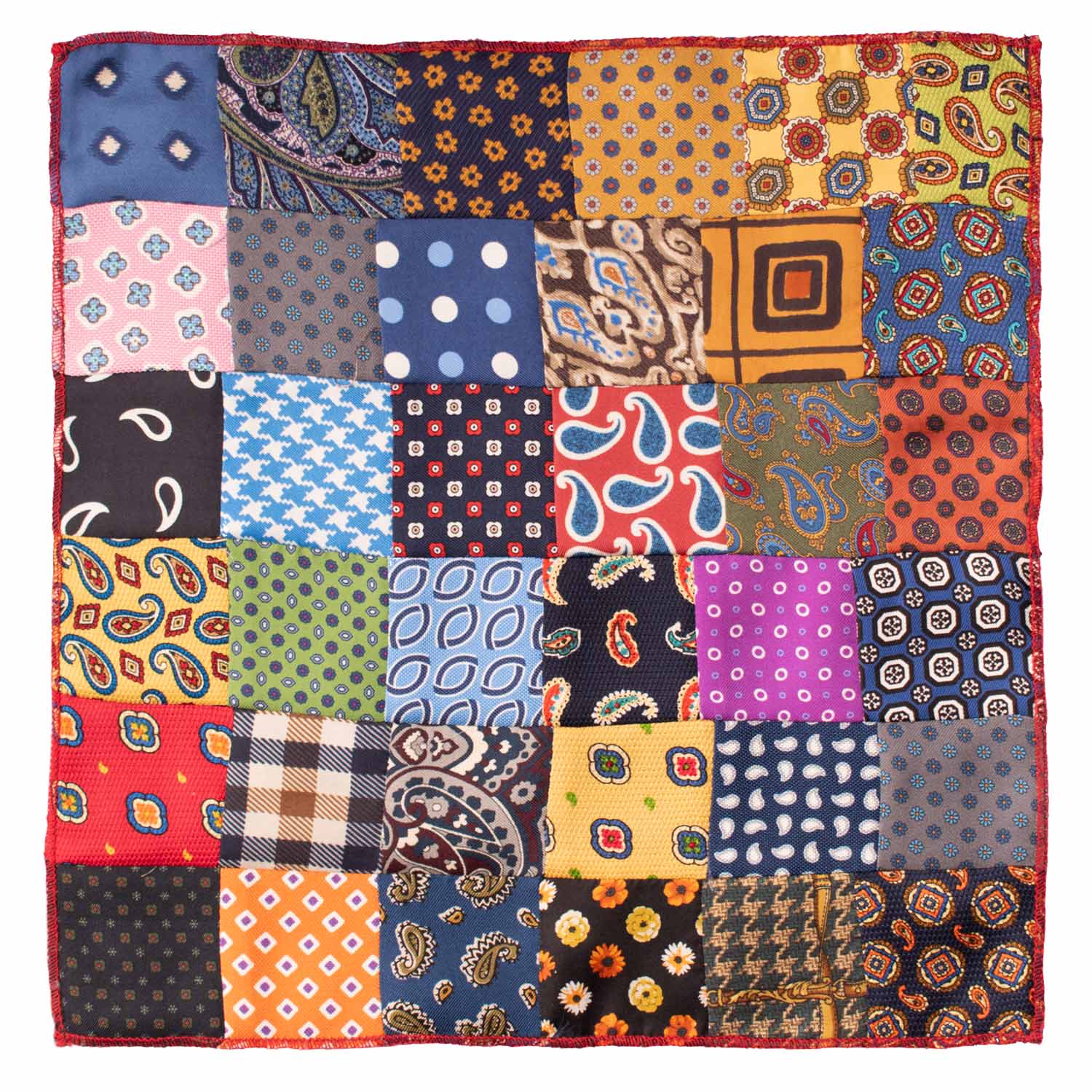 Fazzoletto da Taschino di Seta Vintage Patchwork Fantasia Multicolor POCP37 Made in Italy Graffeo Cravatte