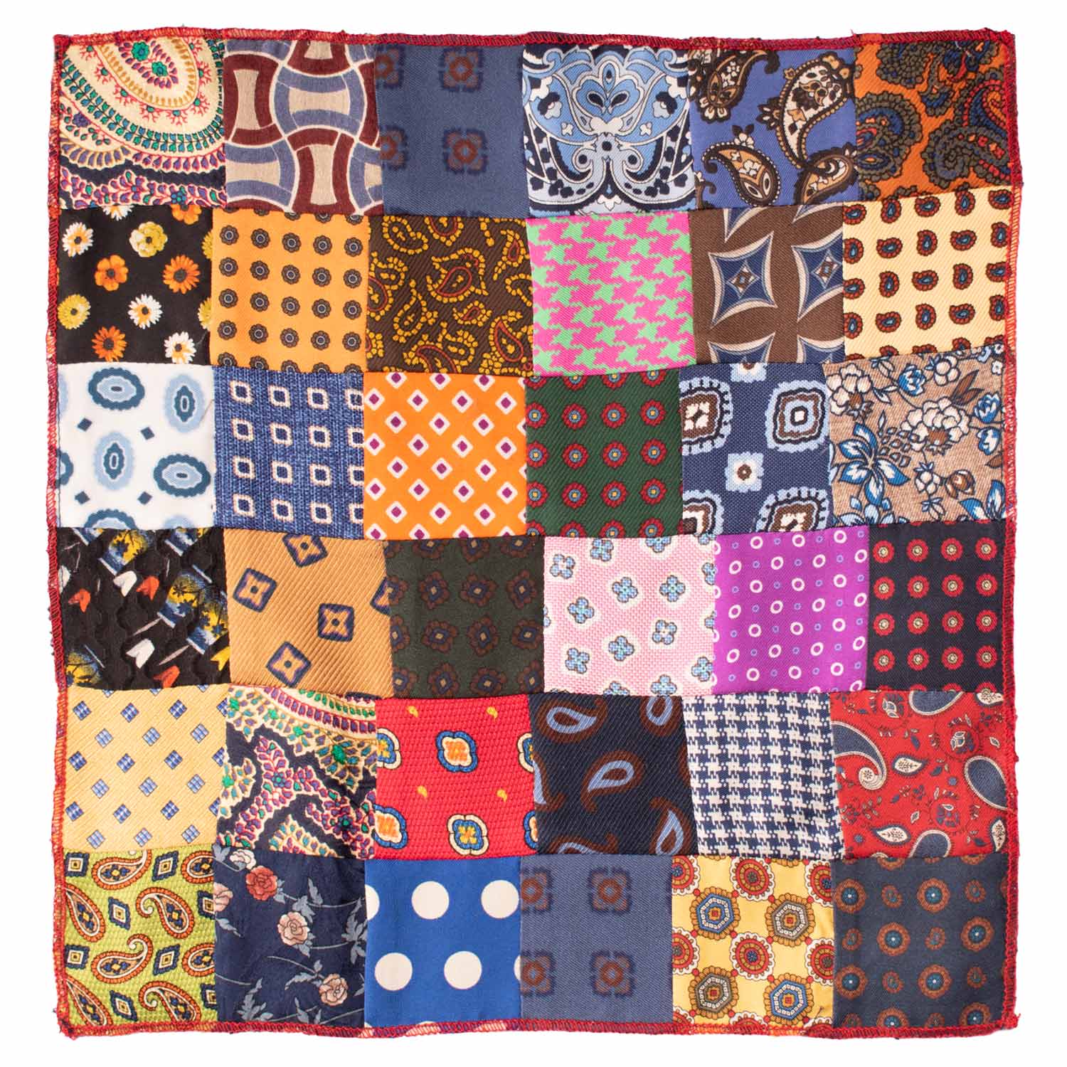 Fazzoletto da Taschino di Seta Vintage Patchwork Fantasia Multicolor POCP38 Made in Italy Graffeo Cravatte
