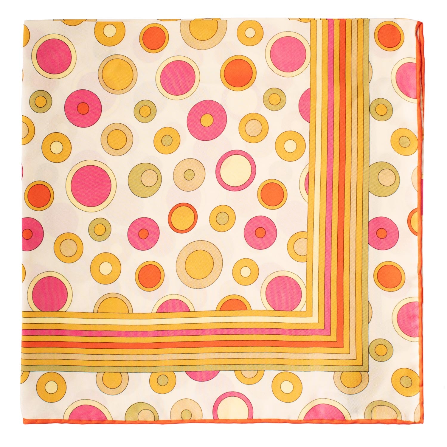 Foulard di Seta Bianco Panna Fantasia Multicolor Made in Italy Graffeo Cravatte Dettaglio