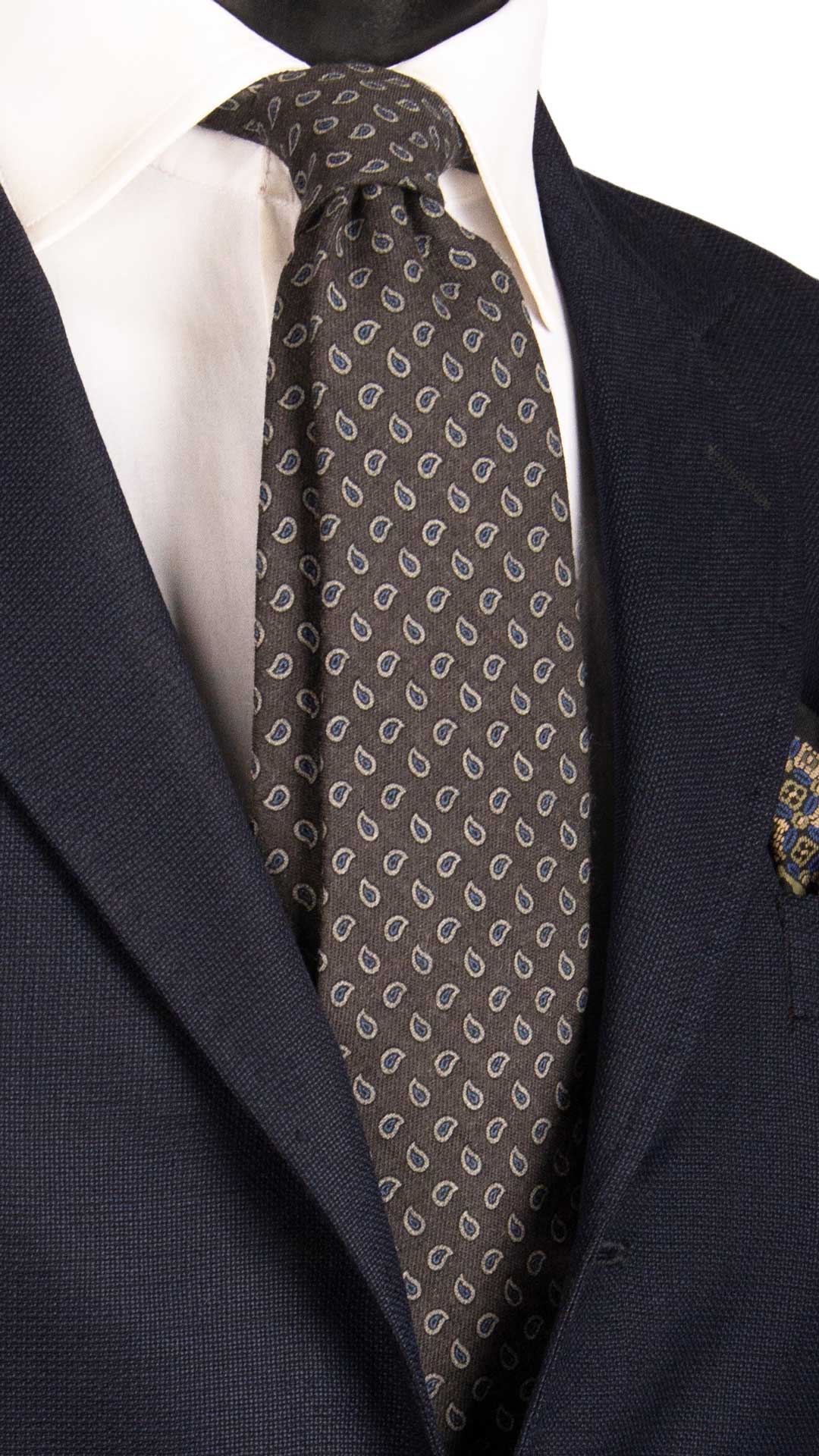 Cravatta-di-Lana-Grigia-Paisley-Grigio-Chiaro-Celeste- L982