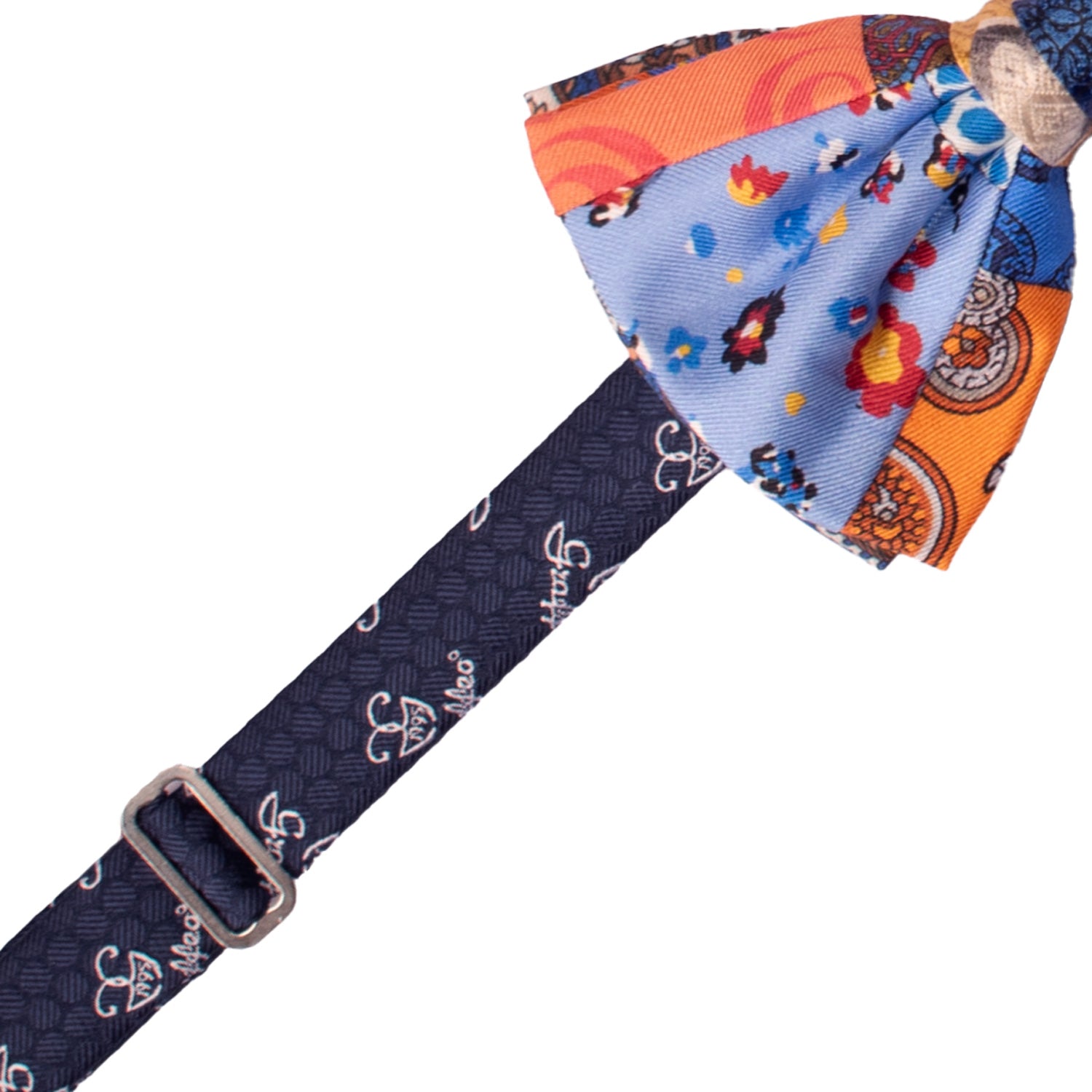 Papillon Annodato Patchwork Stampa di Seta Fantasia Multicolor PATCH1040 Made in Italy Graffeo Cravatte Pre-Tied
