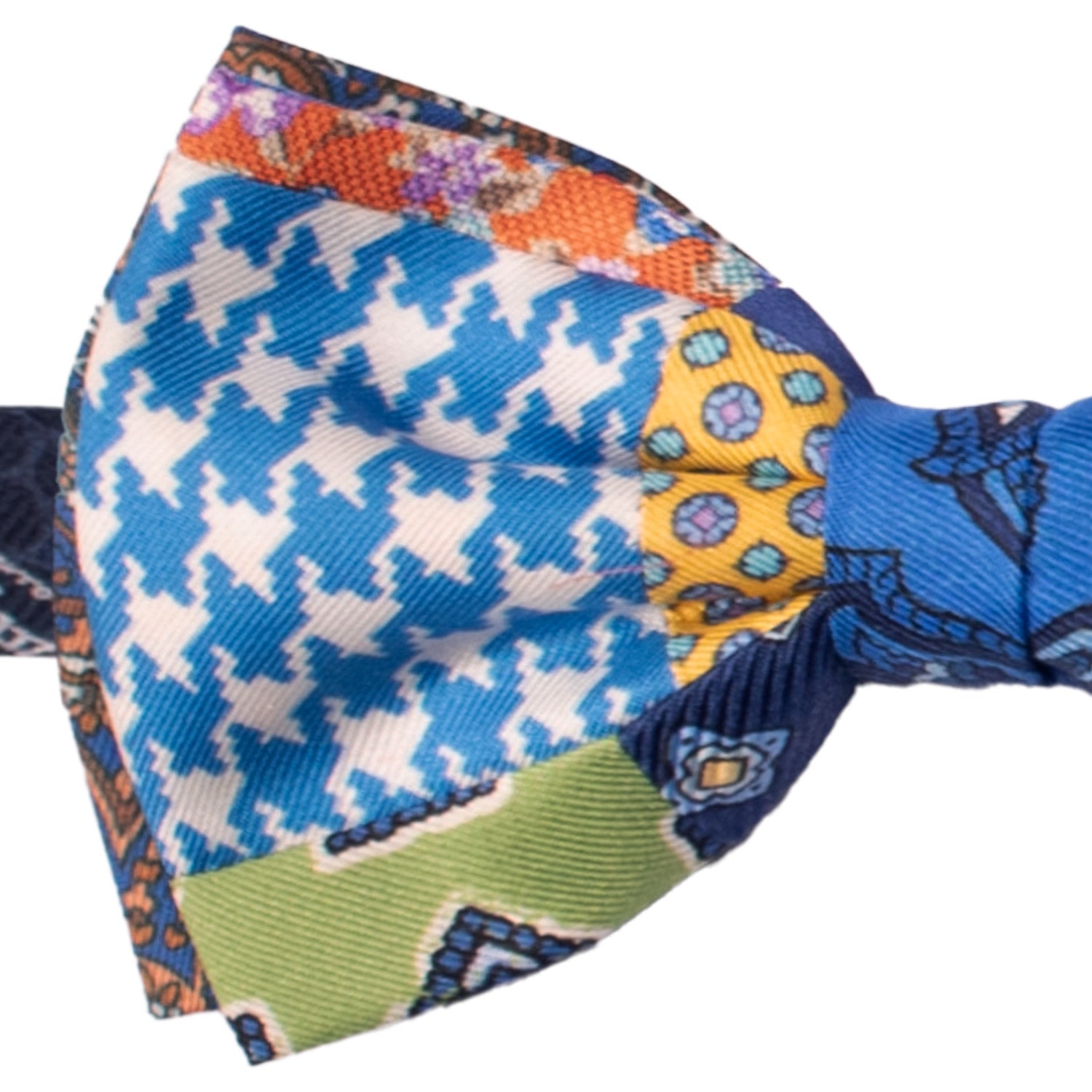 Papillon Annodato Patchwork Stampa di Seta Fantasia Multicolor PATCH1045 Made in Italy Graffeo Cravatte Dettaglio