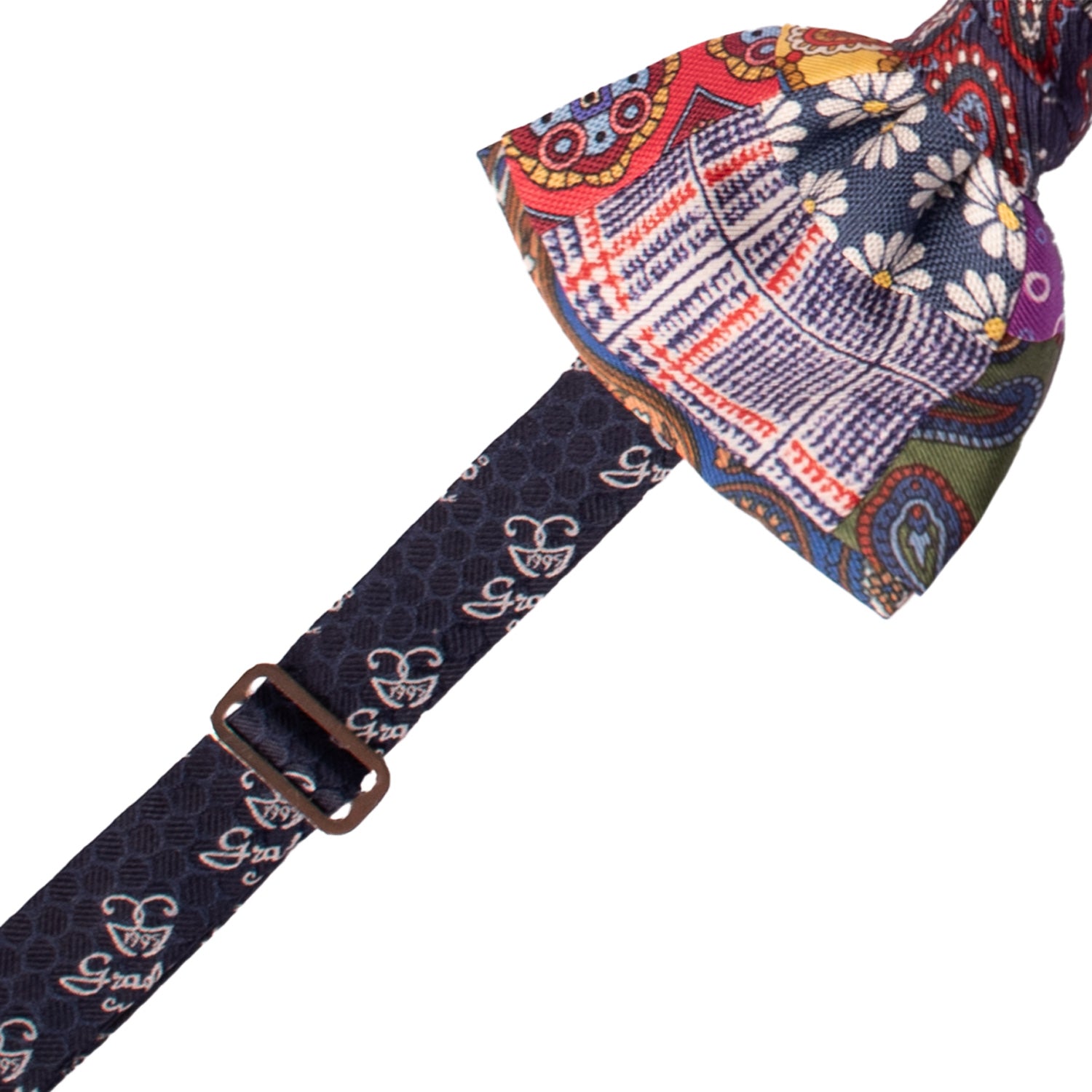 Papillon Annodato Patchwork Stampa di Seta Fantasia Multicolor PATCH1048 Made in Italy Graffeo Cravatte Pre-Tied