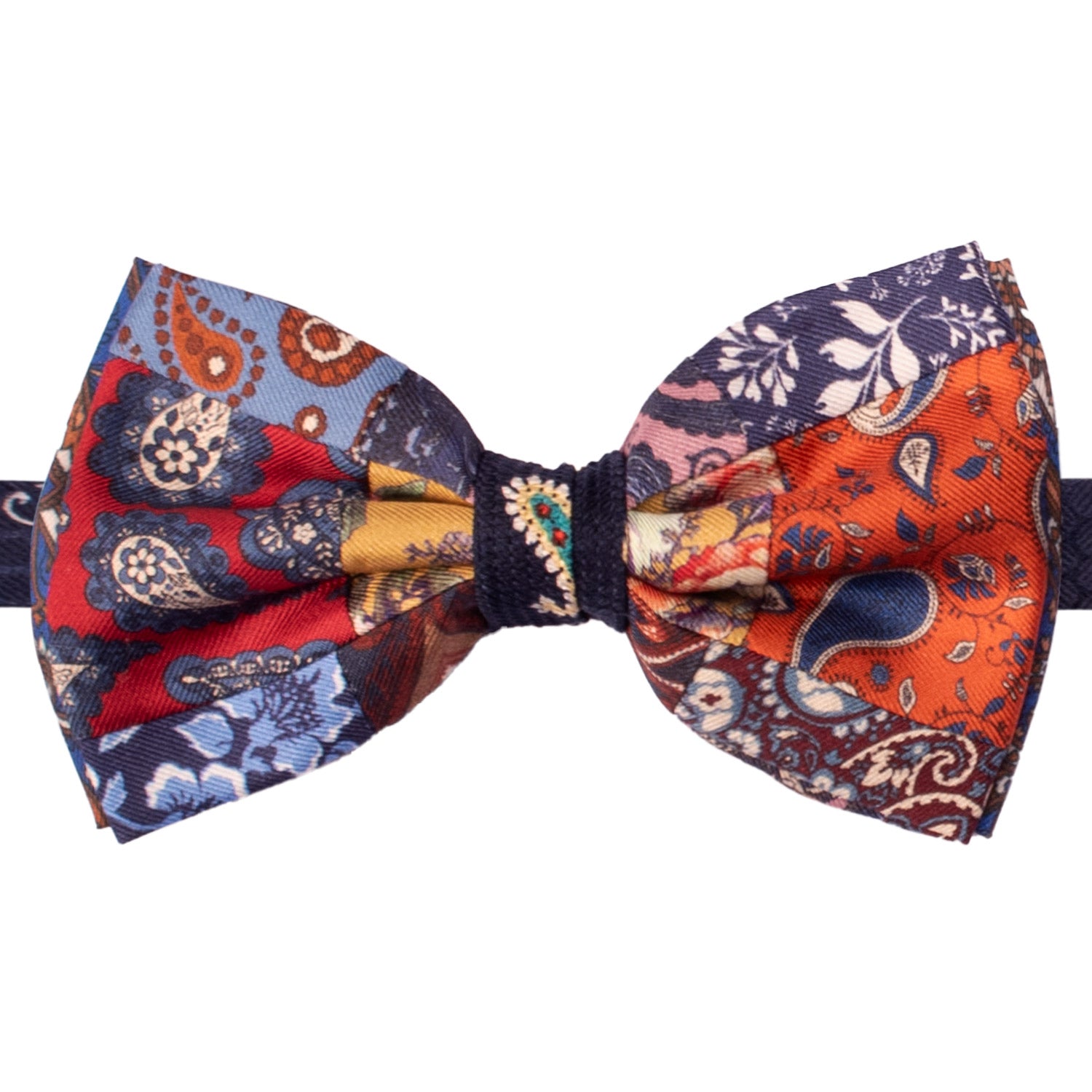 Papillon Annodato Patchwork Stampa di Seta Fantasia Multicolor PATCH1051 Made in Italy Graffeo Cravatte