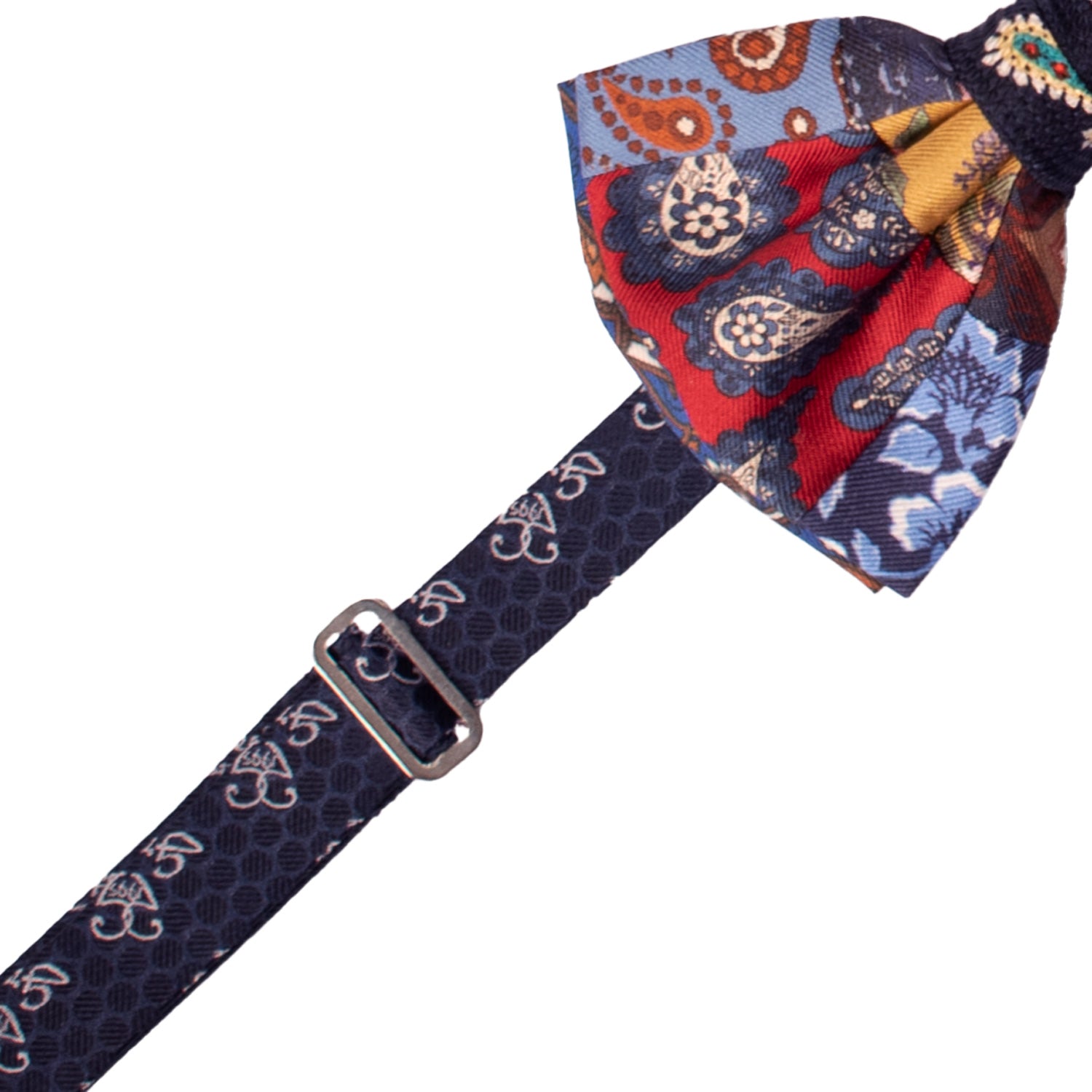 Papillon Annodato Patchwork Stampa di Seta Fantasia Multicolor PATCH1051 Made in Italy Graffeo Cravatte Pre-Tied