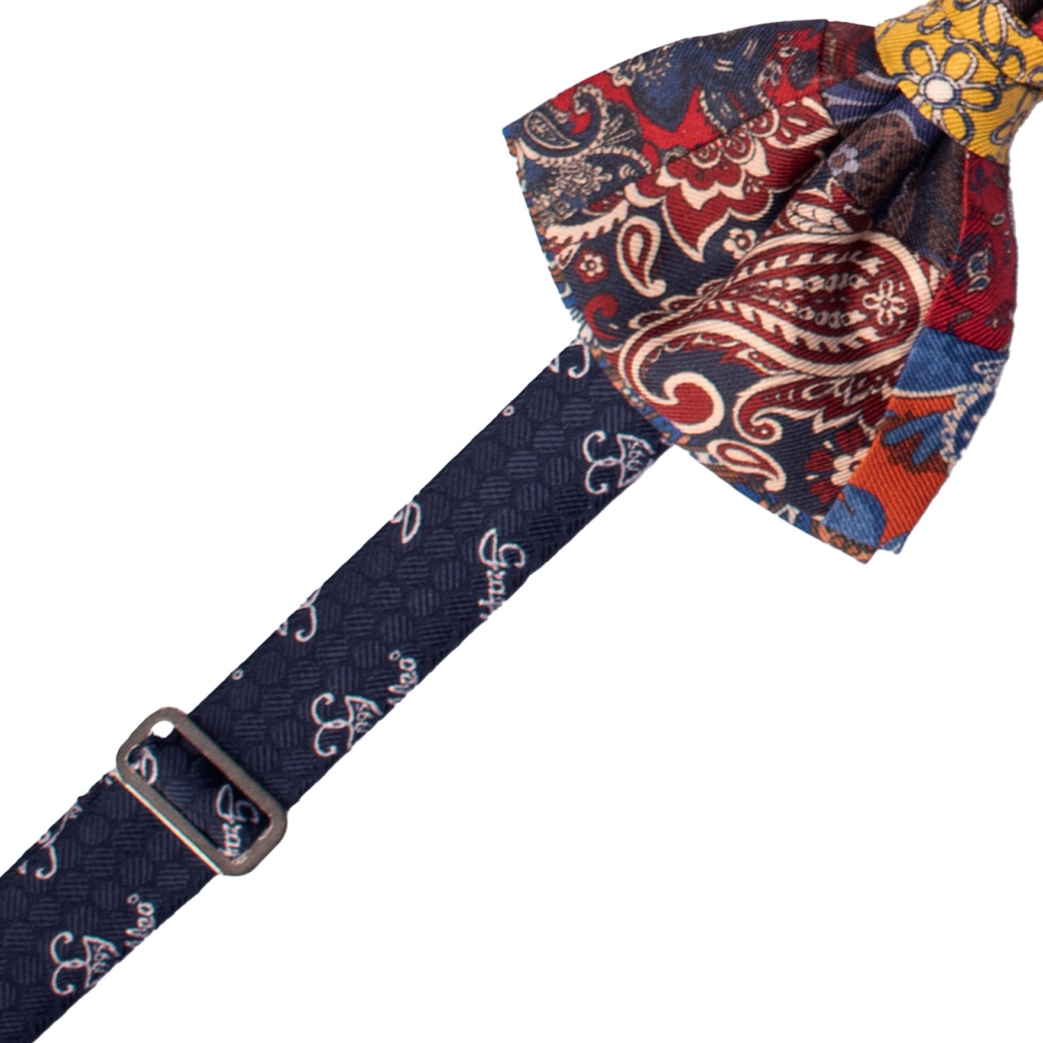 Papillon Annodato Patchwork Stampa di Seta Fantasia Multicolor PATCH1054 Made in Italy Graffeo Cravatte Pre-Tied