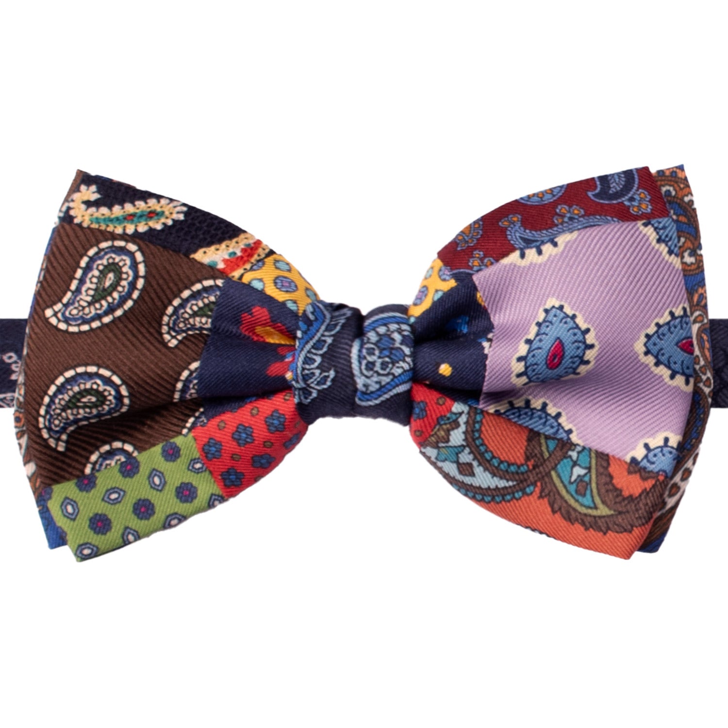 Papillon Annodato Patchwork Stampa di Seta Fantasia Multicolor PATCH1055 Made in Italy Graffeo Cravatte