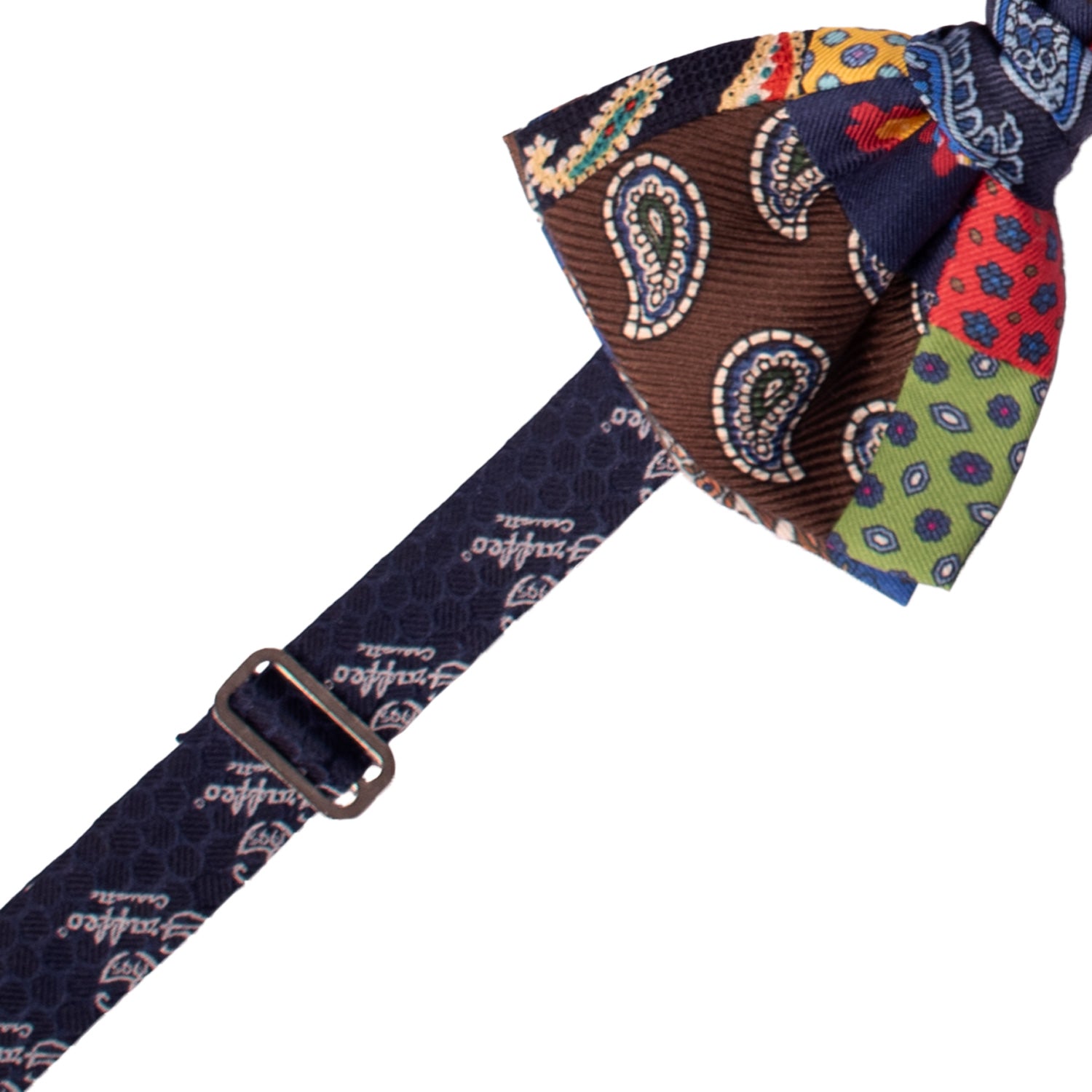 Papillon Annodato Patchwork Stampa di Seta Fantasia Multicolor PATCH1055 Made in Italy Graffeo Cravatte Pre-Tied
