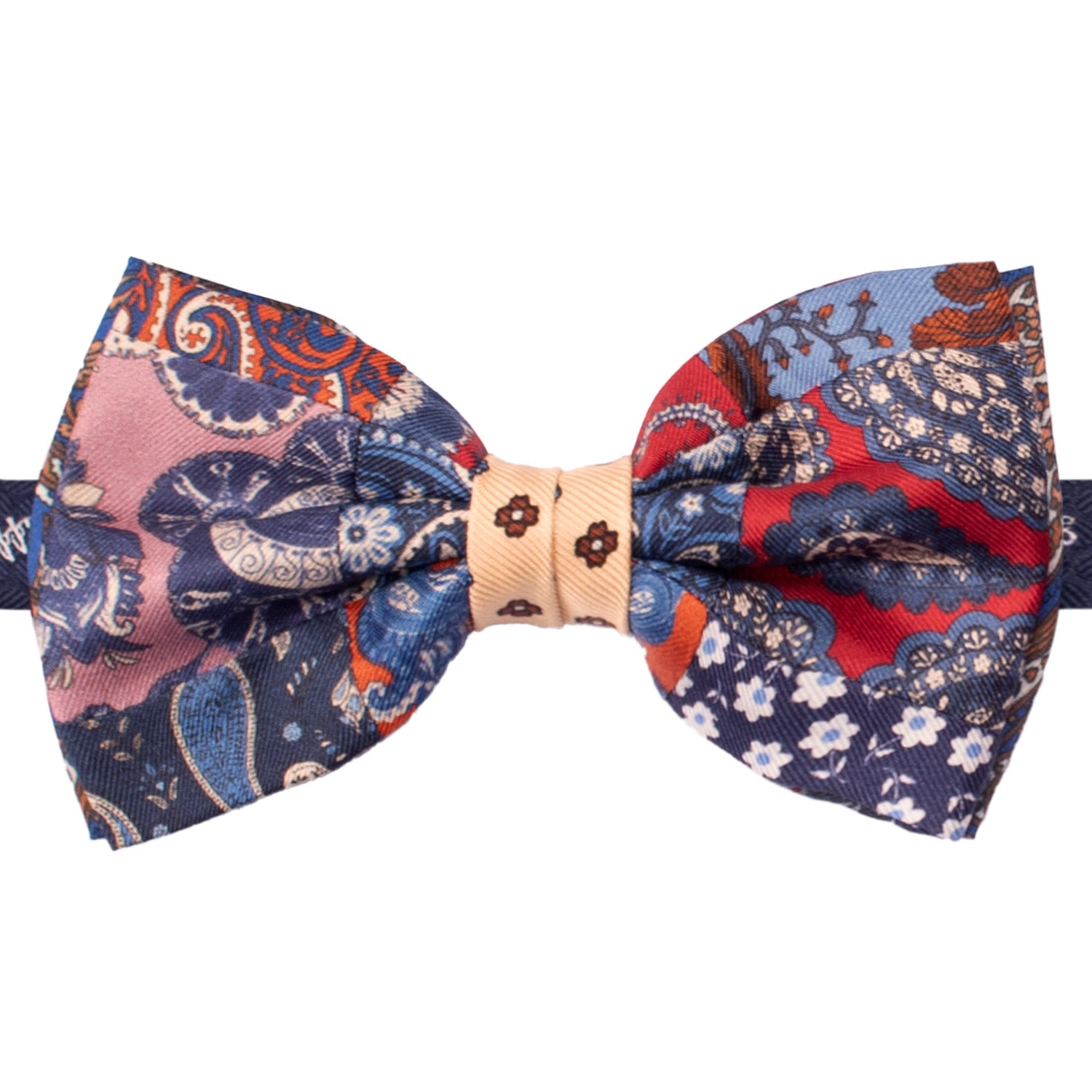 Papillon Annodato Patchwork Stampa di Seta Fantasia Multicolor PATCH1056 Made in Italy Graffeo Cravatte