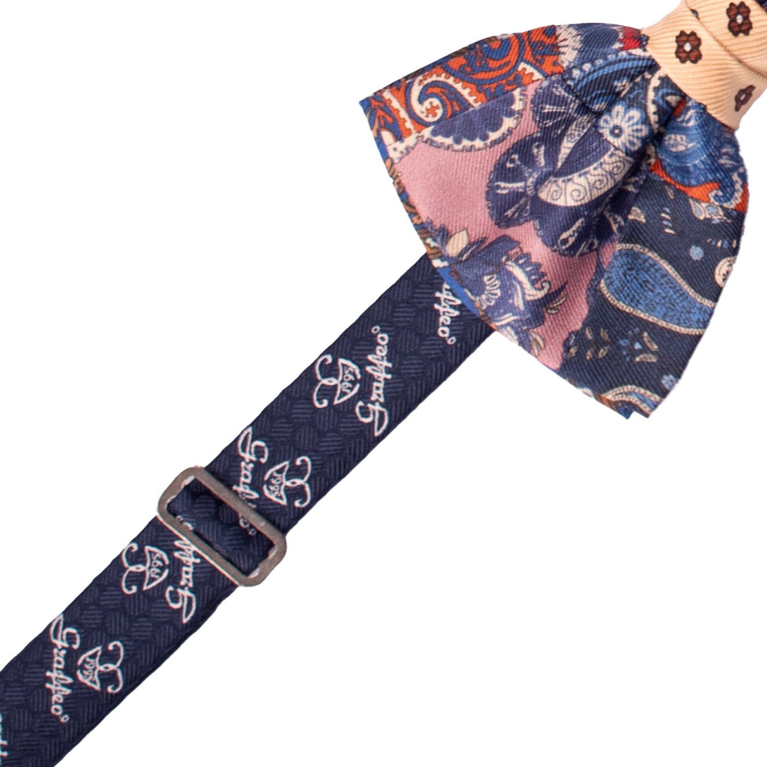 Papillon Annodato Patchwork Stampa di Seta Fantasia Multicolor PATCH1056 Made in Italy Graffeo Cravatte Pre-Tied