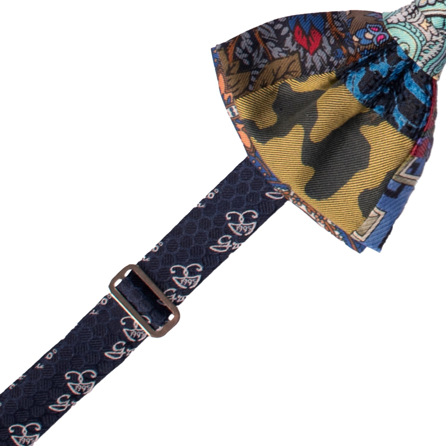 Papillon Annodato Patchwork Stampa di Seta Fantasia Multicolor PATCH1066 Made in Italy Graffeo Cravatte Pre-Tied