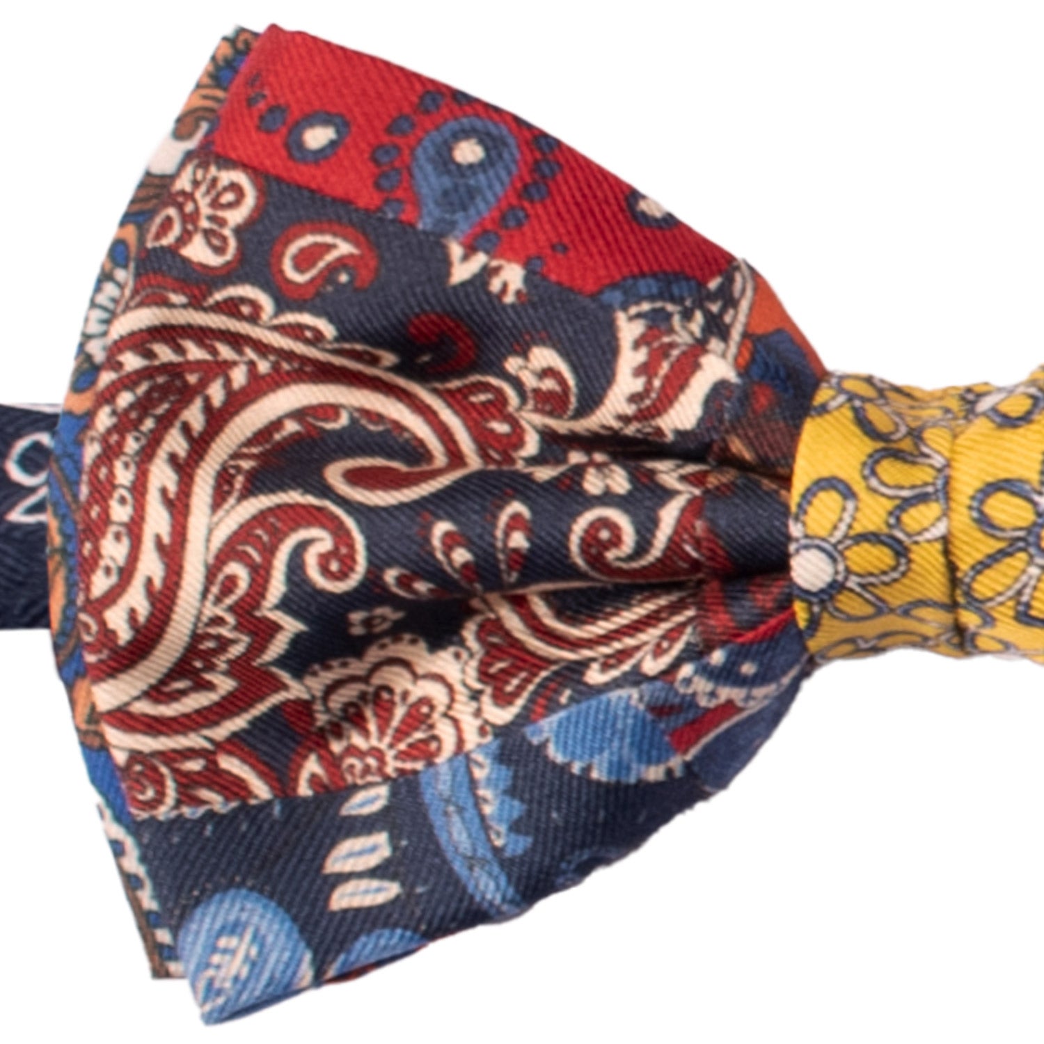 Papillon Annodato Patchwork Stampa di Seta Fantasia Multicolor PATCH1067 Made in Italy Graffeo Cravatte Dettaglio