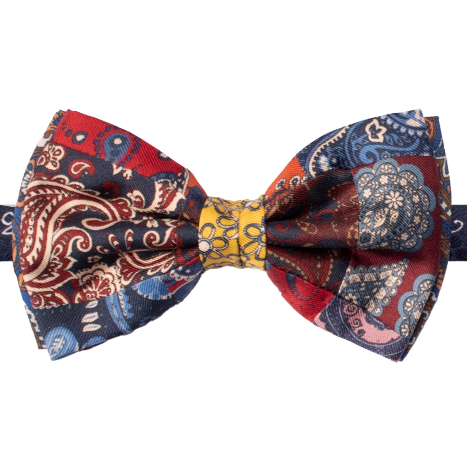 Papillon Annodato Patchwork Stampa di Seta Fantasia Multicolor PATCH1067 Made in Italy Graffeo Cravatte