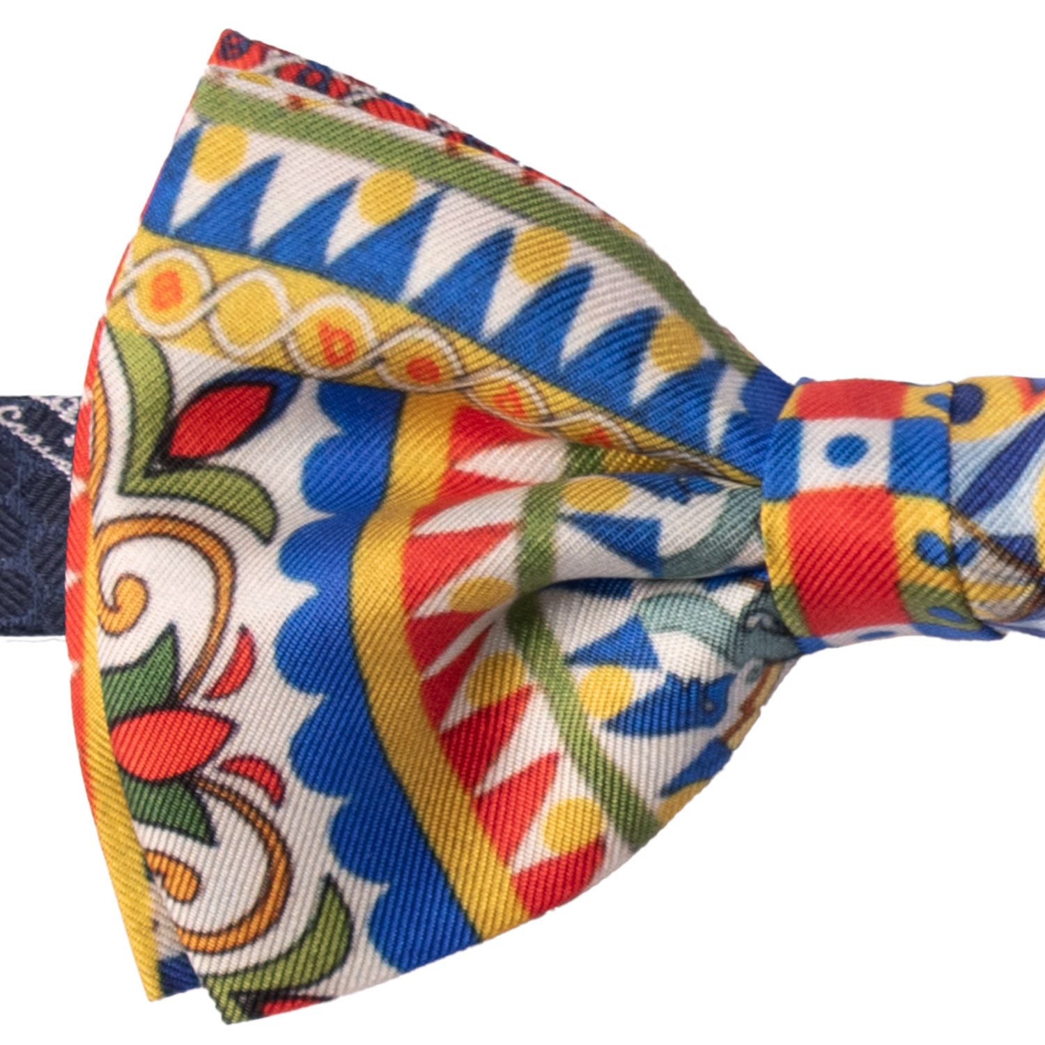 Papillon Annodato Siciliano Sartoriale in Seta Stampata con Maioliche PS200 Graffeo Cravatte Made in Italy Dettaglio